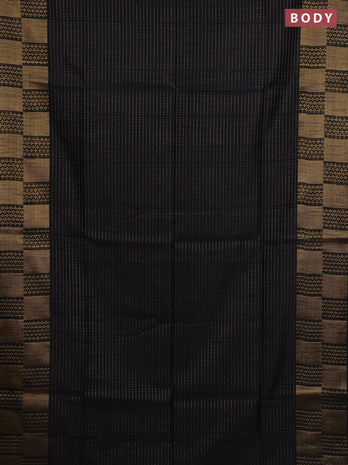 Semi dupion saree black and maroon with allover zari stripes pattern and zari woven border - Image 2