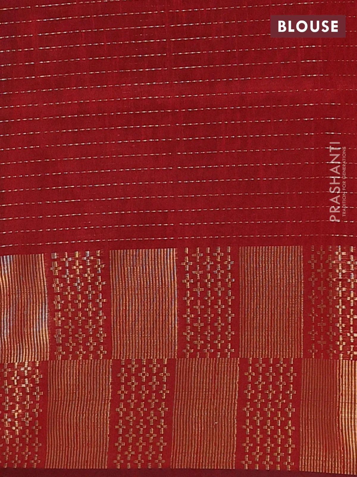 Semi dupion saree black and maroon with allover zari stripes pattern and zari woven border - Image 4