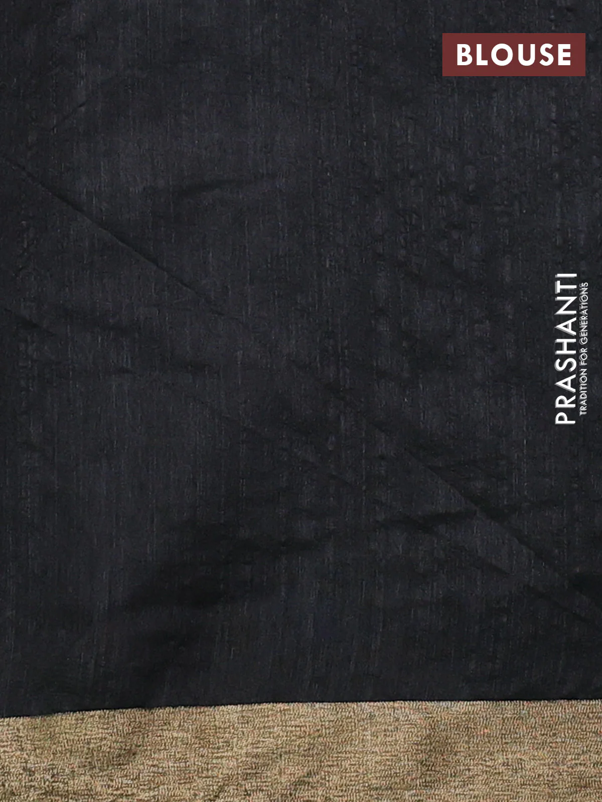 Semi dupion saree black with allover thread weaves and parsi embroidery work zari woven border - Image 3