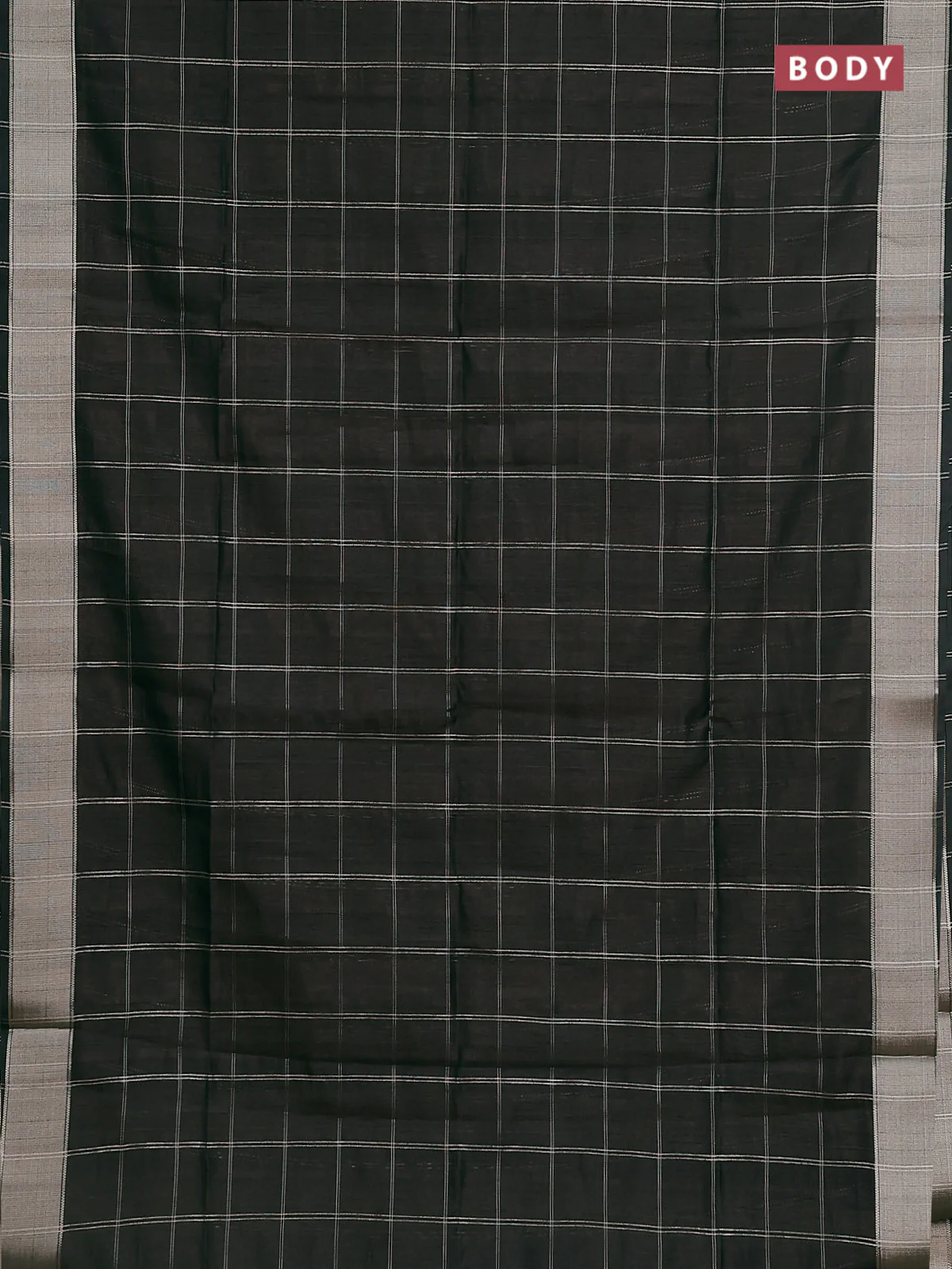 Semi dupion saree black with allover zari checks pattern and madhubani printed pallu & blouse - Image 2