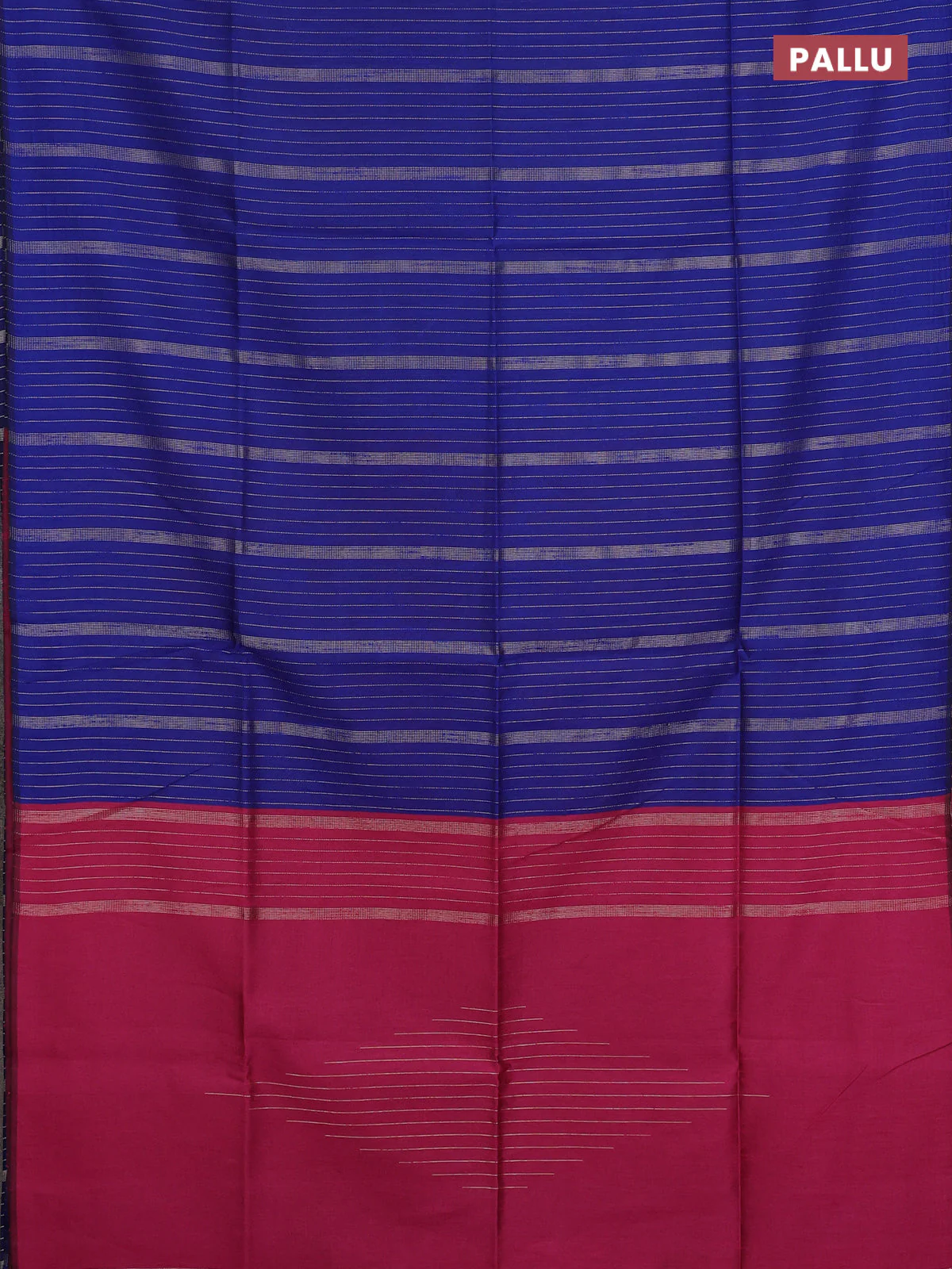 Semi dupion saree blue and pink with allover zari stripes pattern and zari woven border - Image 3