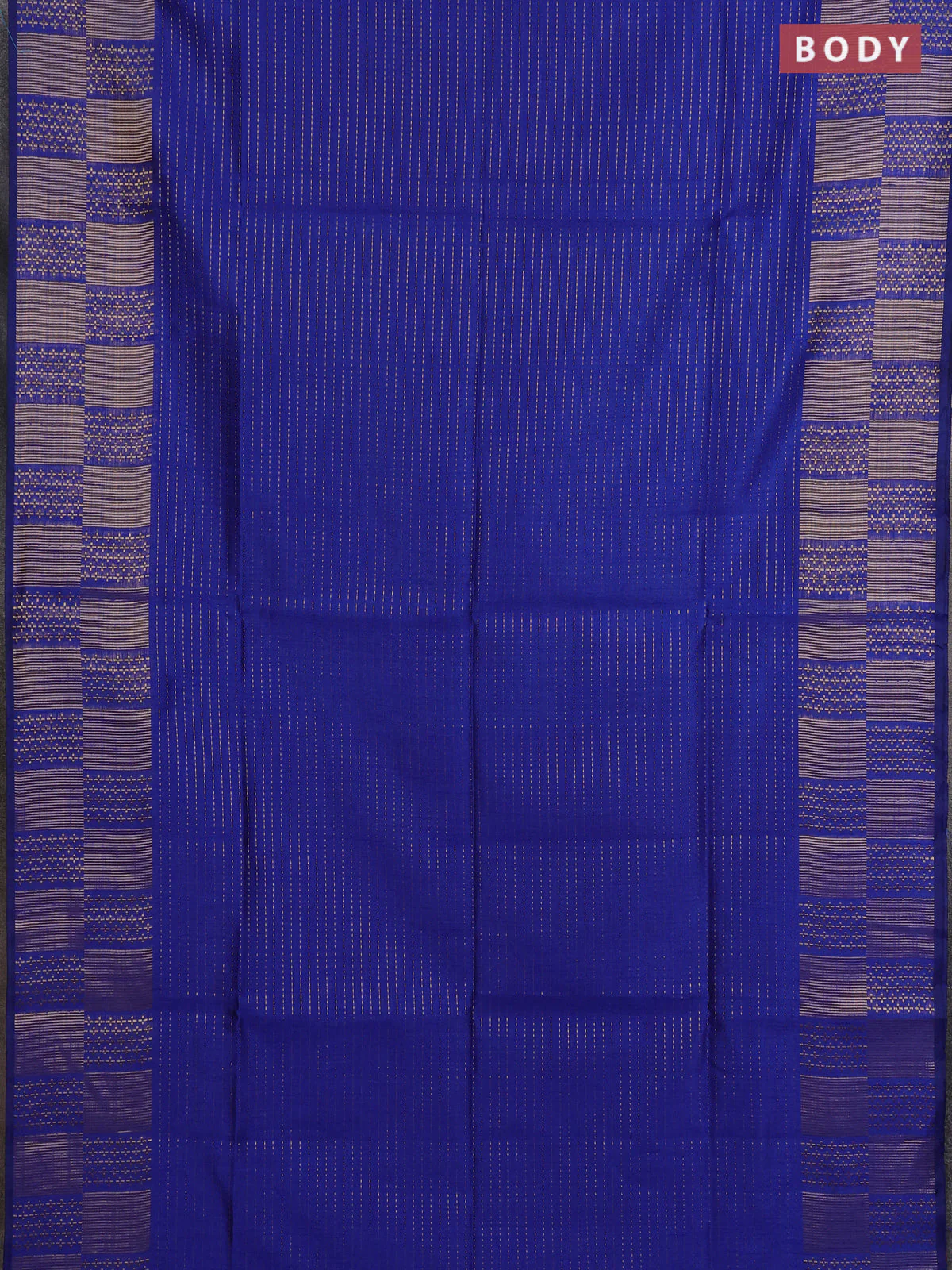 Semi dupion saree blue and pink with allover zari stripes pattern and zari woven border - Image 2