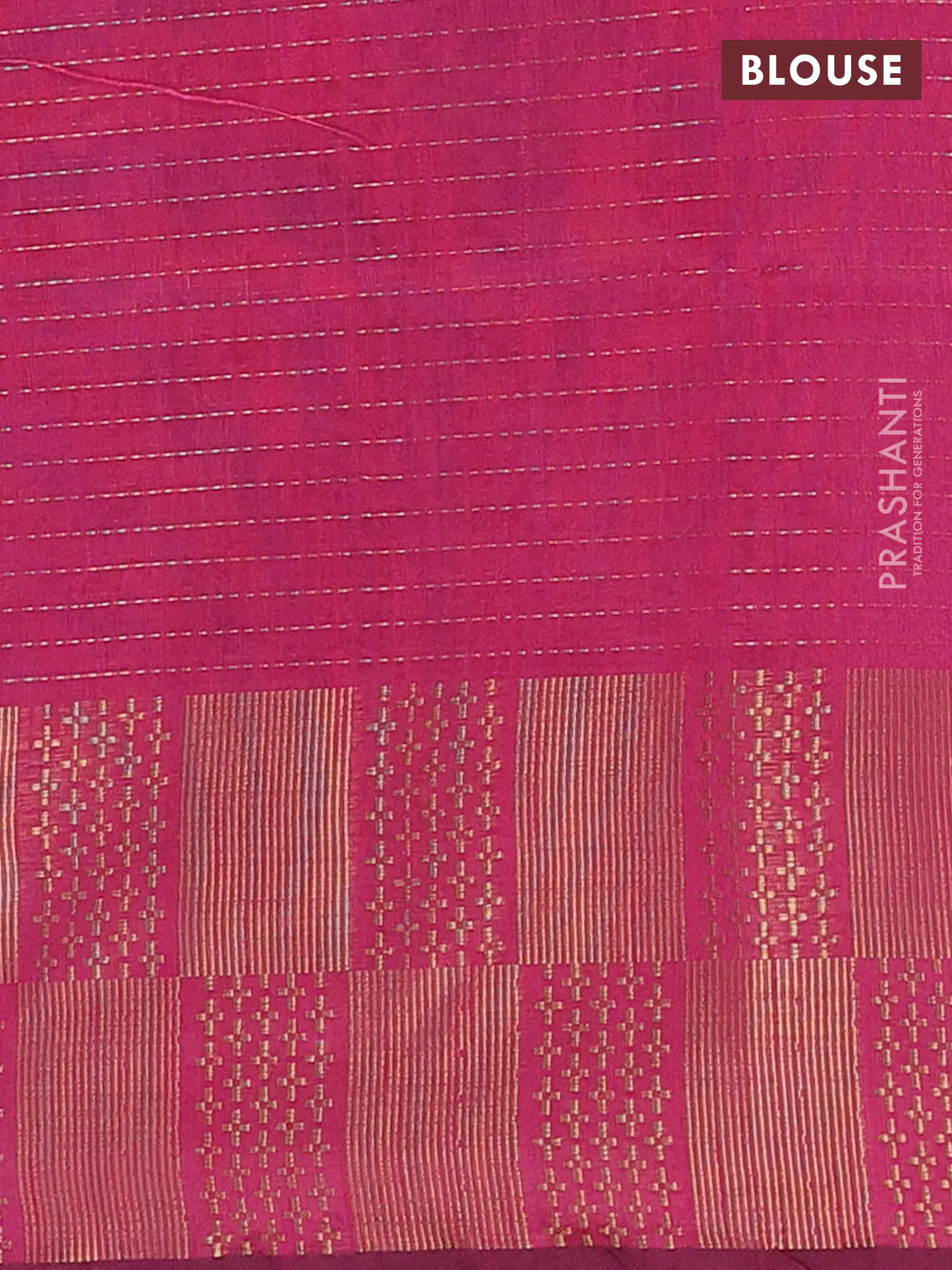 Semi dupion saree blue and pink with allover zari stripes pattern and zari woven border - Image 4