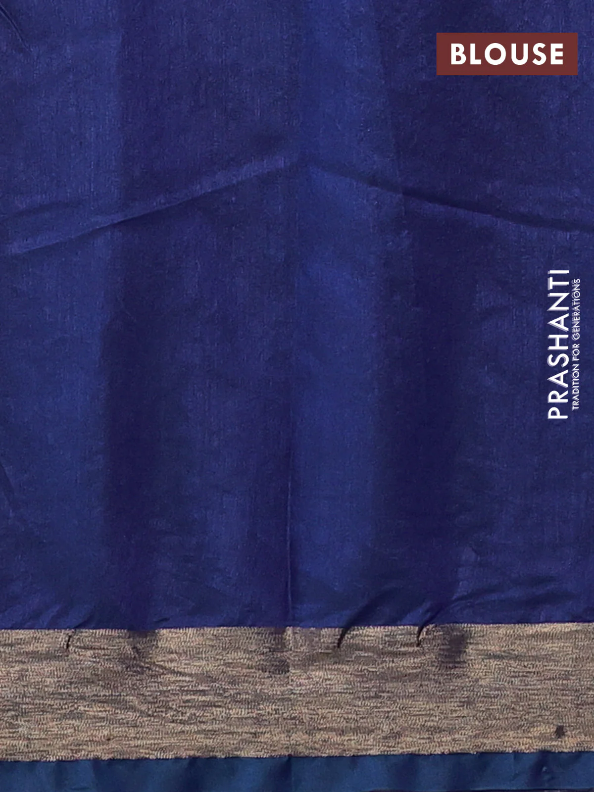 Semi dupion saree blue with allover thread weaves and parsi embroidery work zari woven border - Image 3