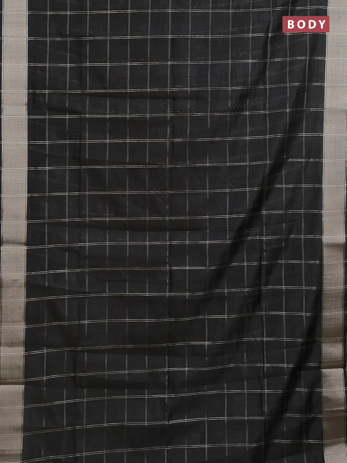 Semi dupion saree bottle green with allover zari checks pattern and madhubani printed pallu & blouse - Image 2
