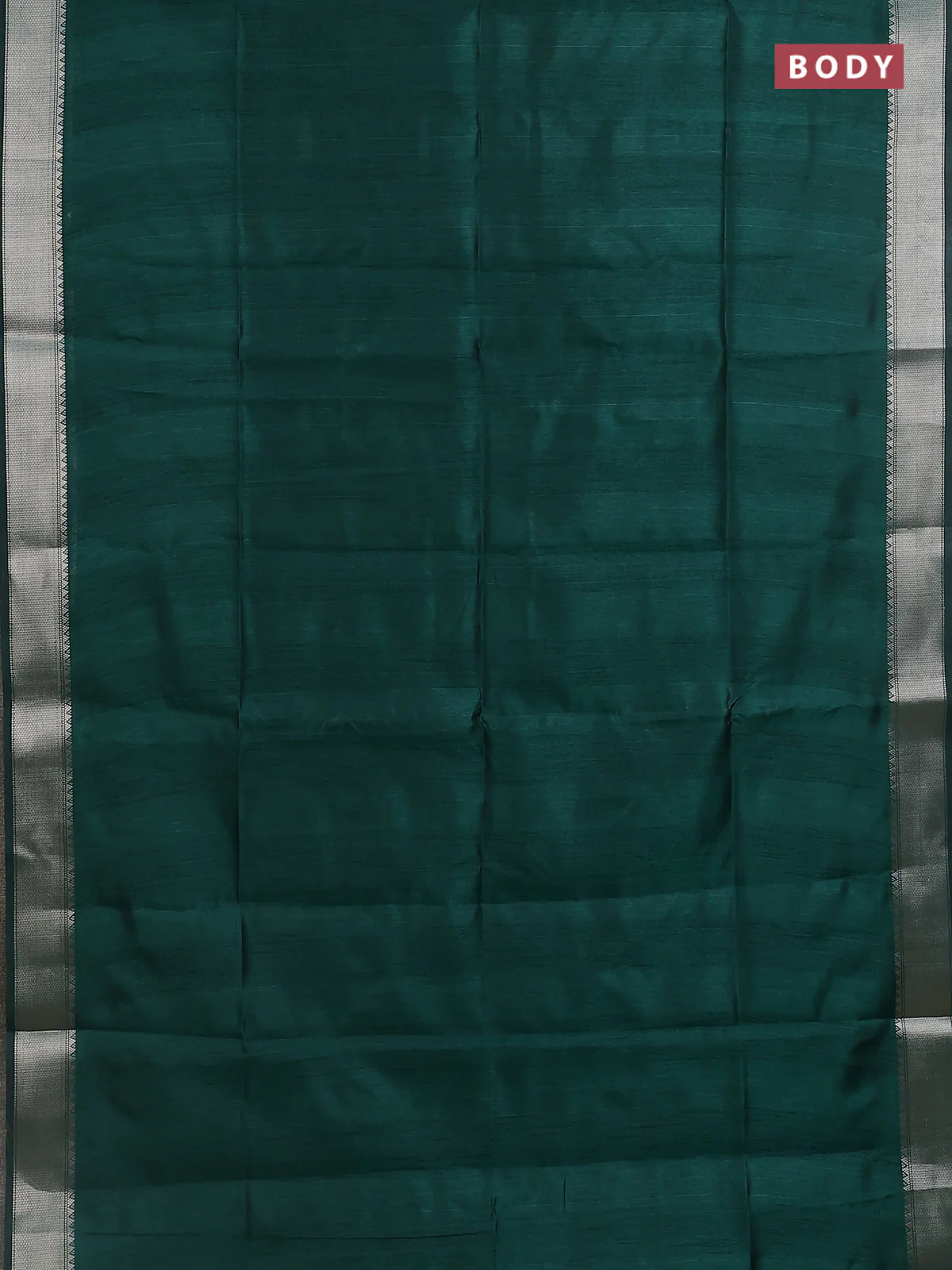 Semi dupion saree bottle green with plain body and madhubani printed pallu & blouse - Image 2