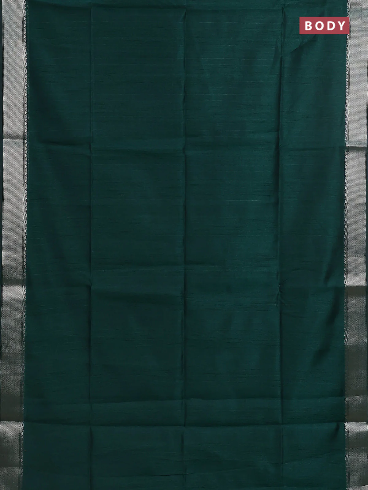 Semi dupion saree bottle green with plain body and madhubani printed pallu & blouse - Image 2