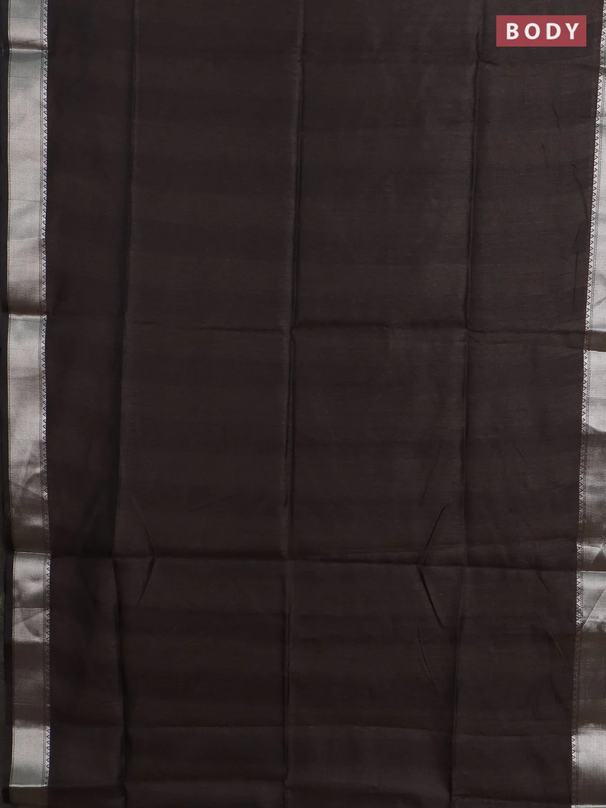 Semi dupion saree coffee brown with plain body and madhubani printed pallu & blouse - Image 2