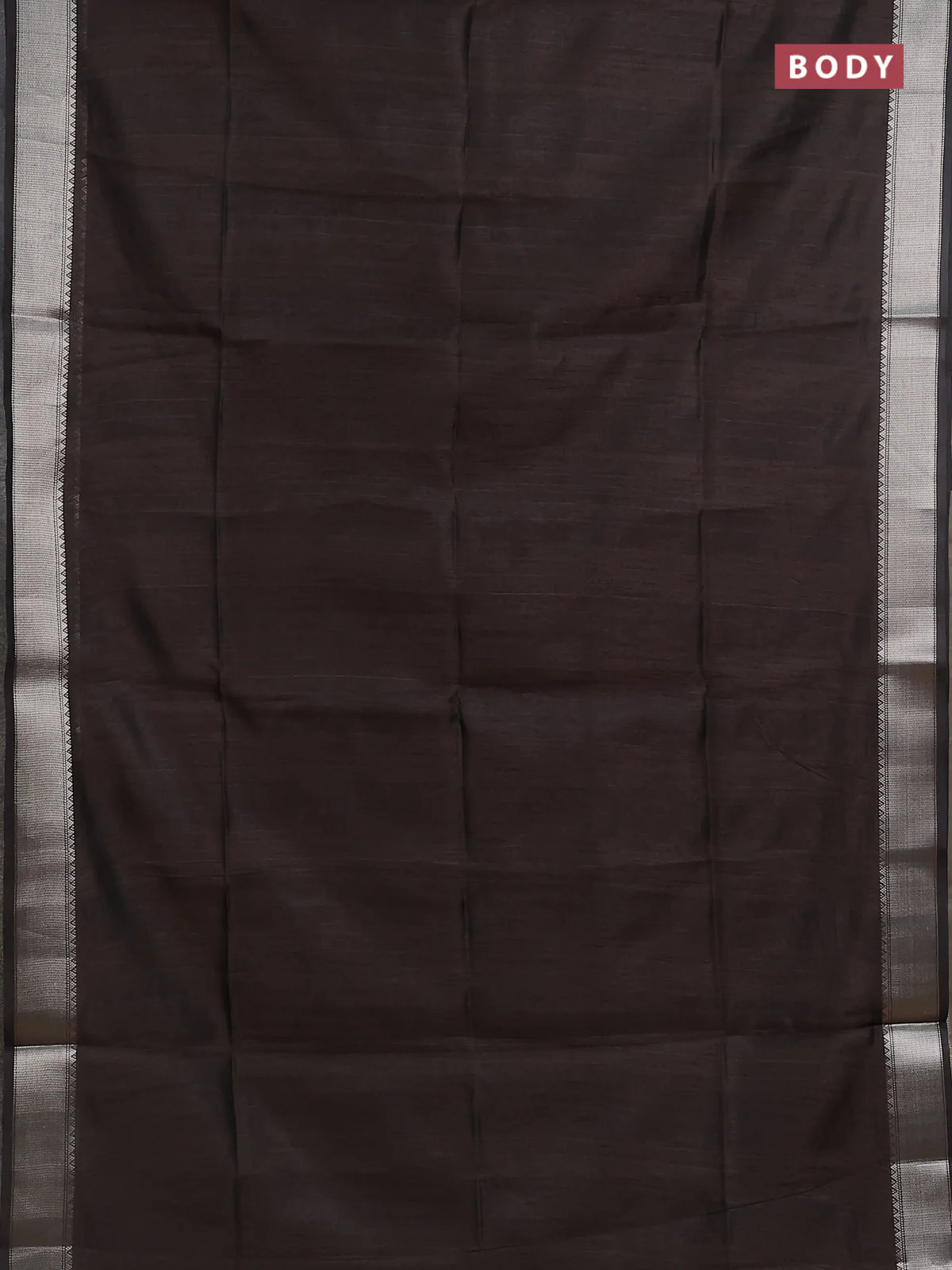 Semi dupion saree coffee brown with plain body and madhubani printed pallu & blouse - Image 2