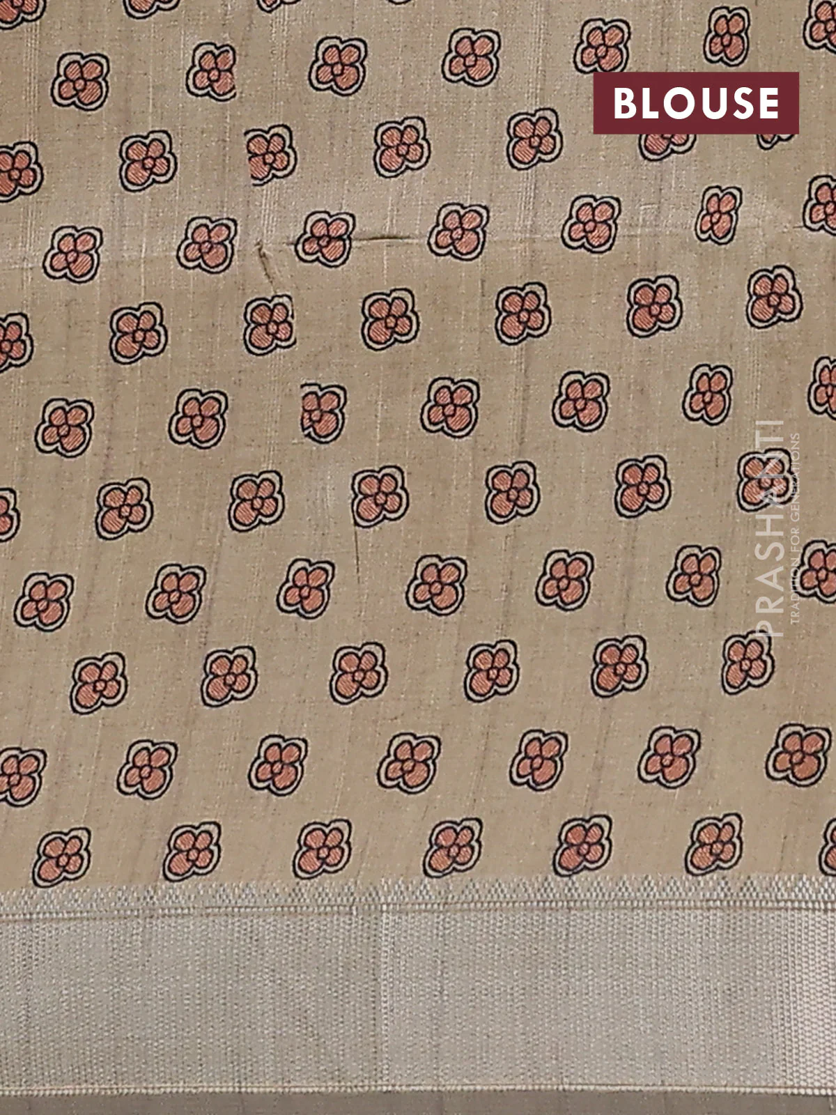 Semi dupion saree coffee brown with plain body and madhubani printed pallu & blouse - Image 4