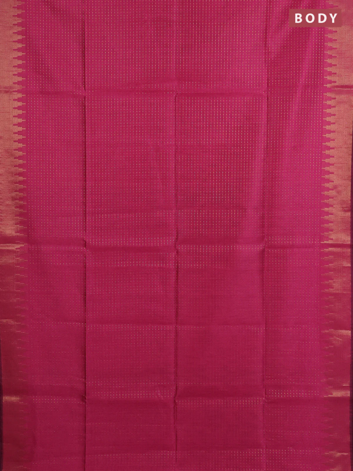 Semi dupion saree dark pink and navy blue with allover zari weaves and temple zari woven border - Image 2