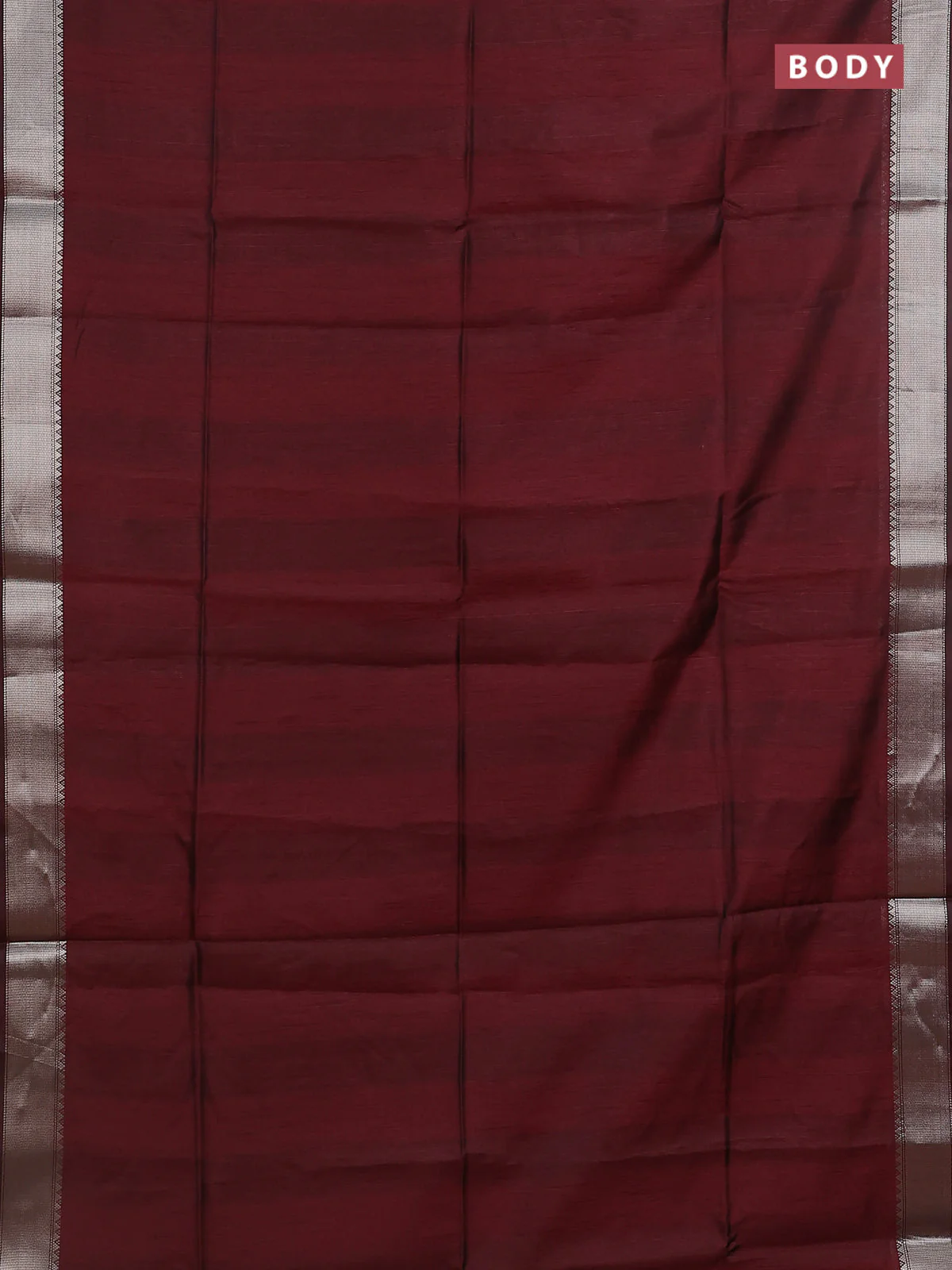 Semi dupion saree deep maroon with plain body and madhubani printed pallu & blouse - Image 2