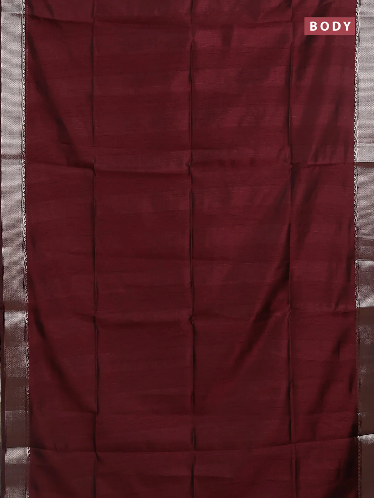 Semi dupion saree deep maroon with plain body and madhubani printed pallu & blouse - Image 2