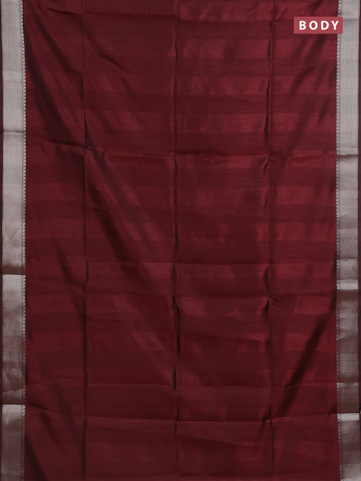 Semi dupion saree deep maroon with plain body and madhubani printed pallu & blouse - Image 2