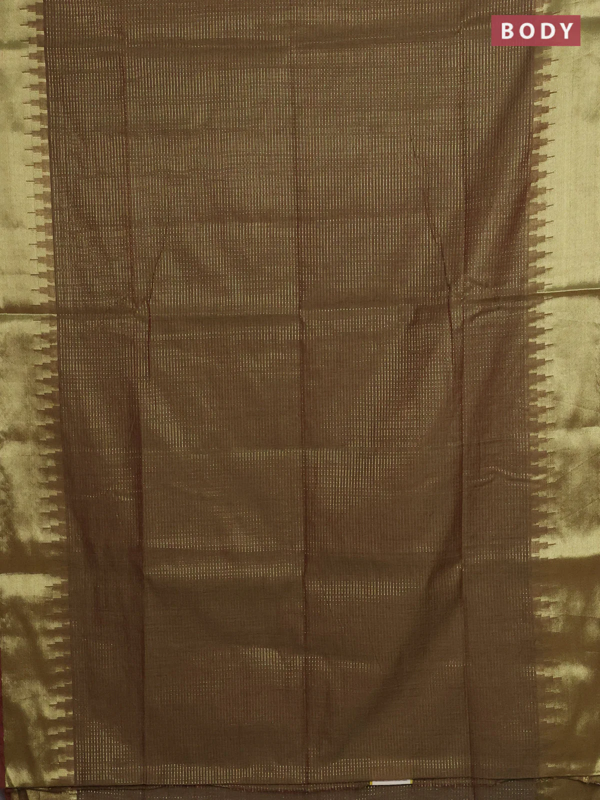 Semi dupion saree dual shade of green and red with allover zari weaves and zari woven border - Image 2