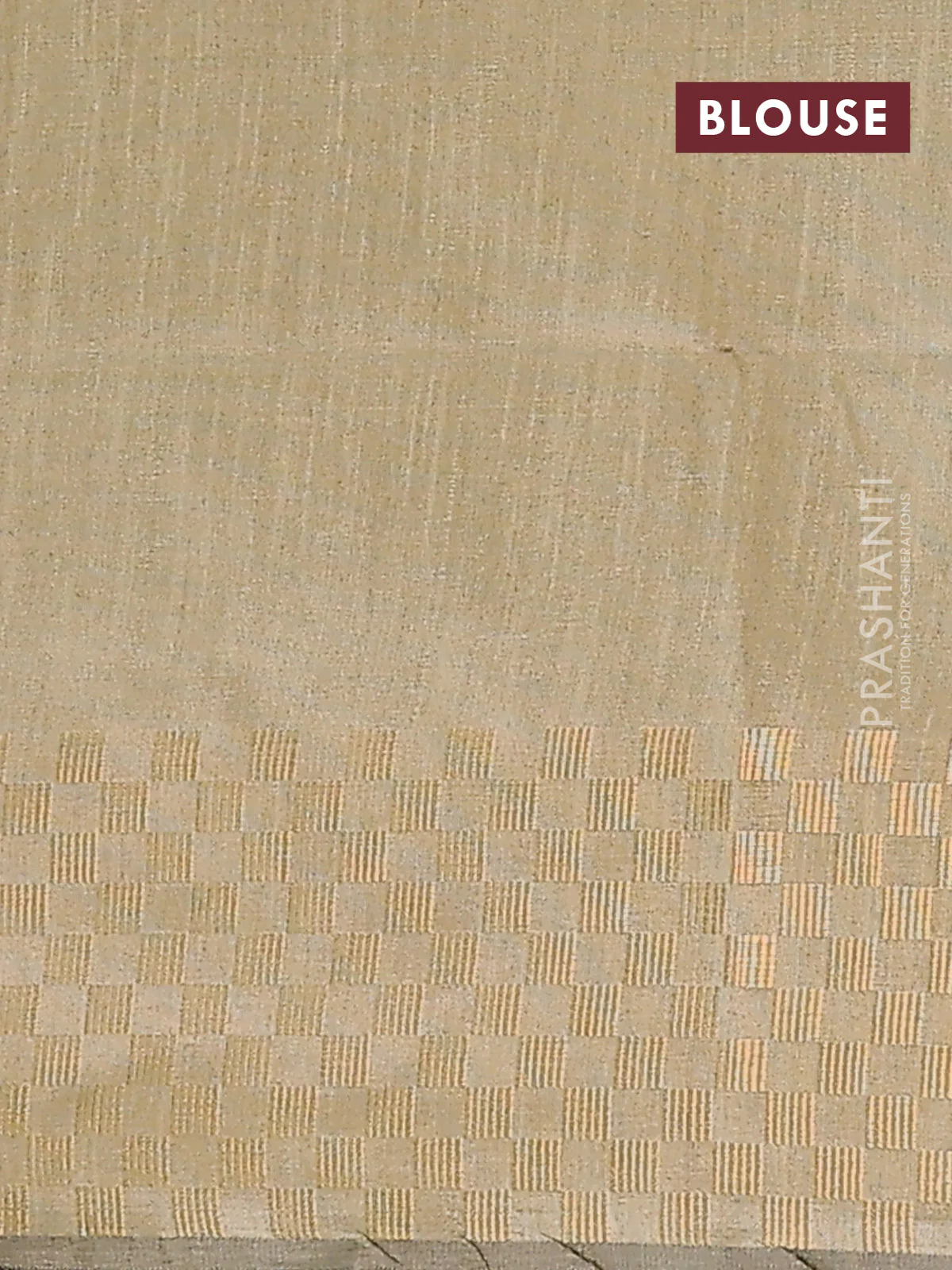 Semi dupion saree elaichi green with plain body and zari woven checked border - Image 4