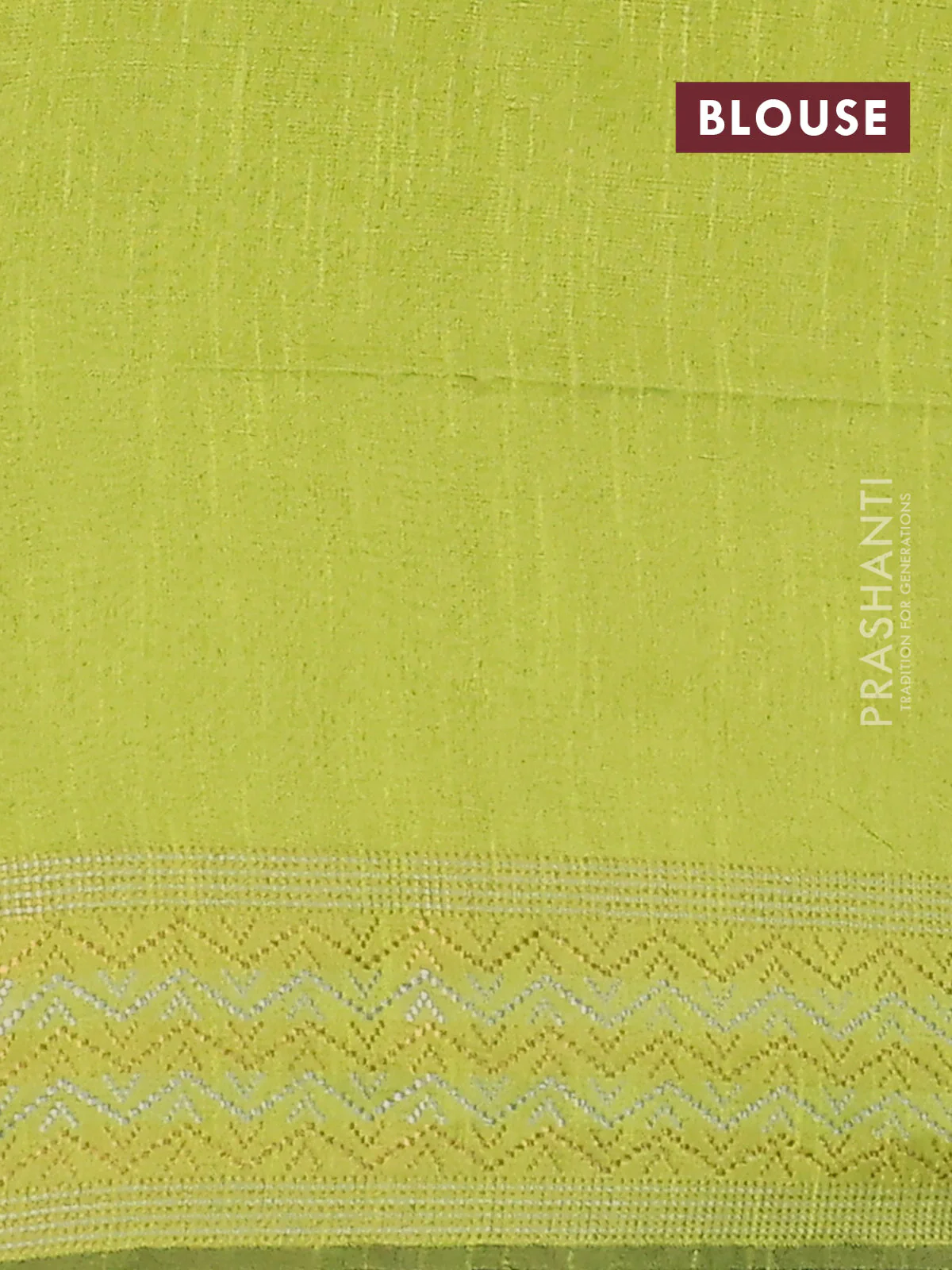 Semi dupion saree fluorescent green with plain body and silver & gold zari woven border - Image 4
