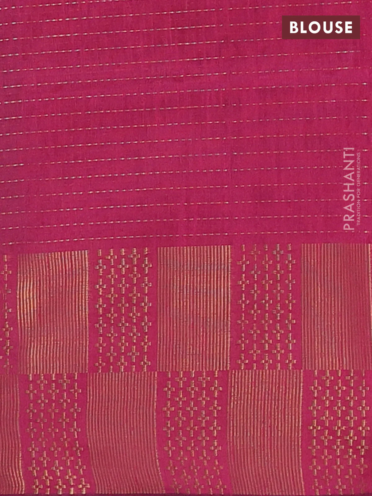 Semi dupion saree green and pink with allover zari stripes pattern and zari woven border - Image 4