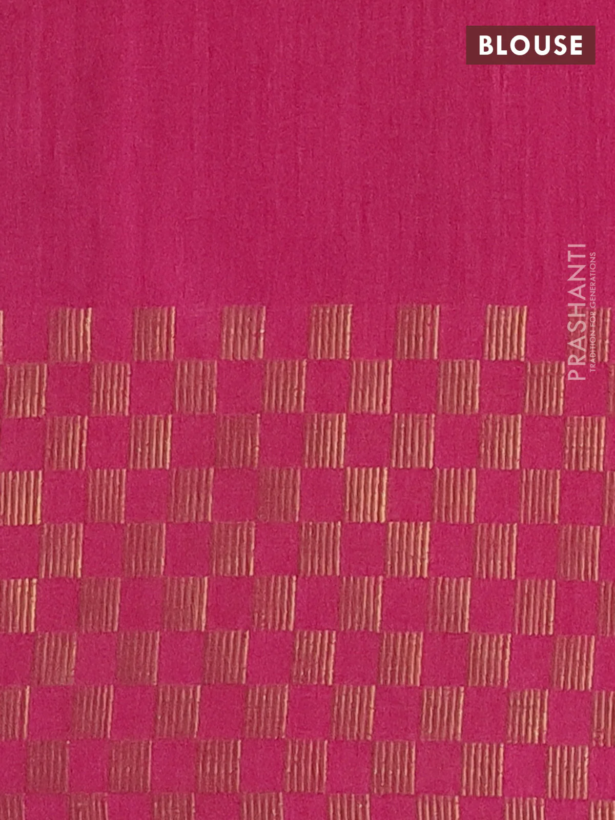 Semi dupion saree green and pink with plain body and zari woven checked border - Image 4