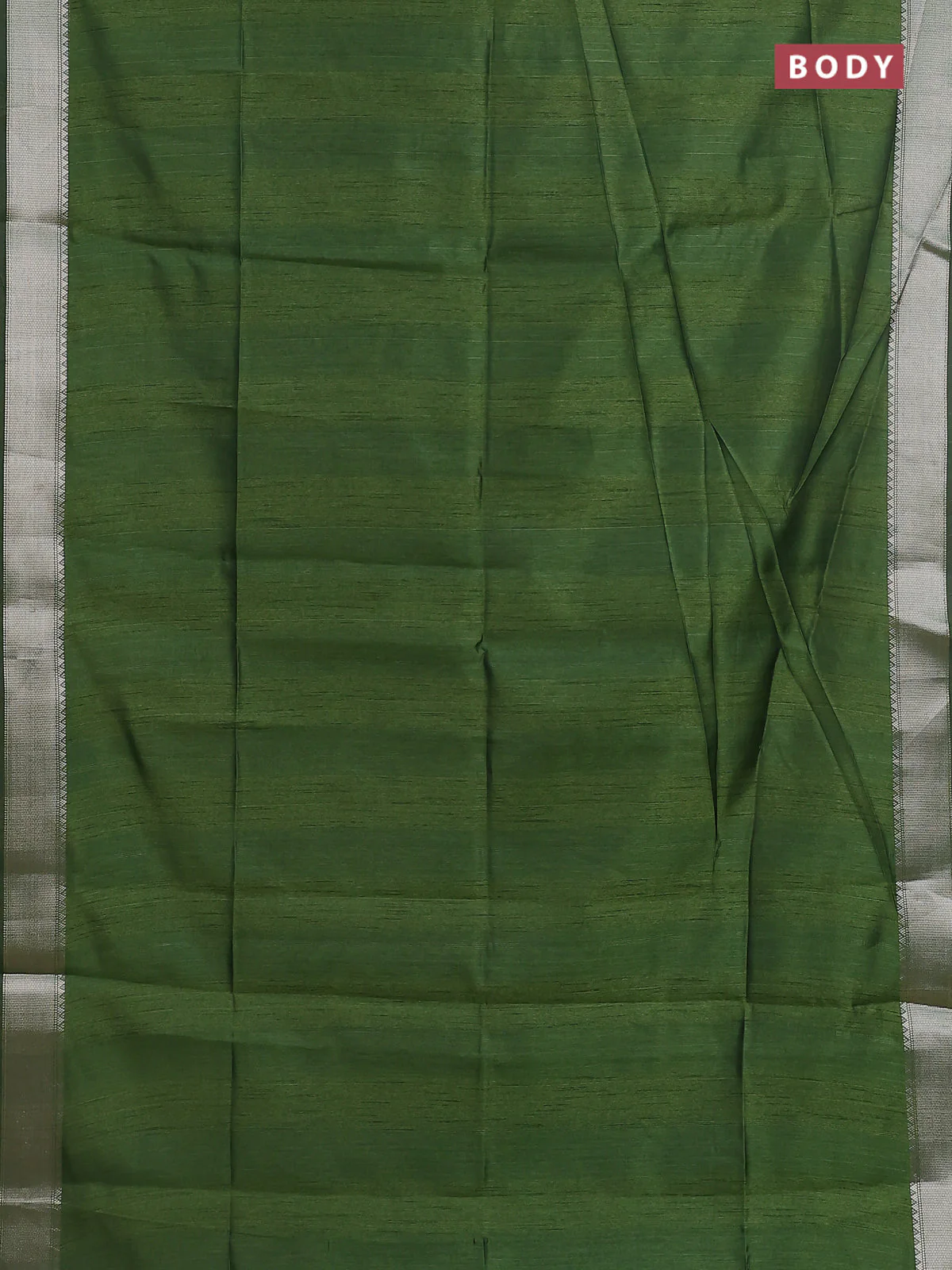 Semi dupion saree green with plain body and madhubani printed pallu & blouse - Image 2