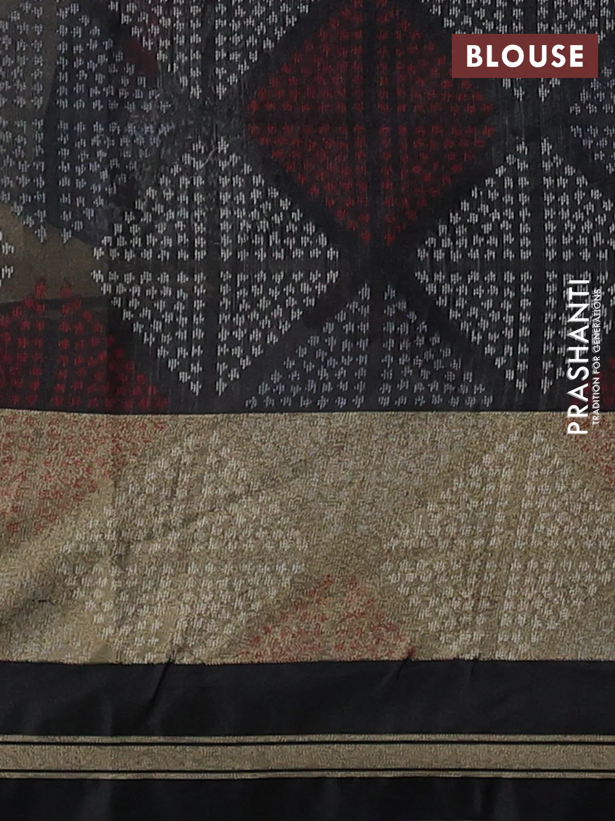 Semi dupion saree grey and black with allover thread & zari woven buttas and parsi embroidery work zari woven border - Image 3