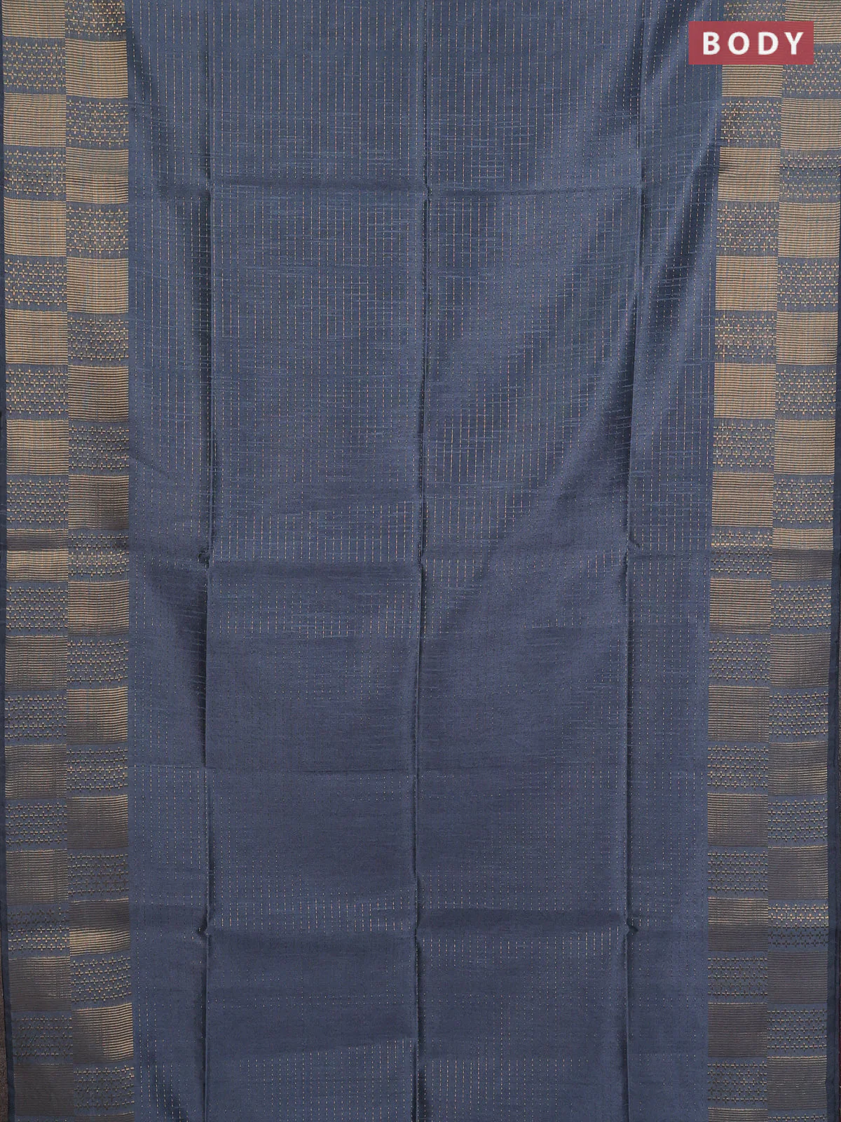 Semi dupion saree grey and pink with allover zari stripes pattern and zari woven border - Image 2