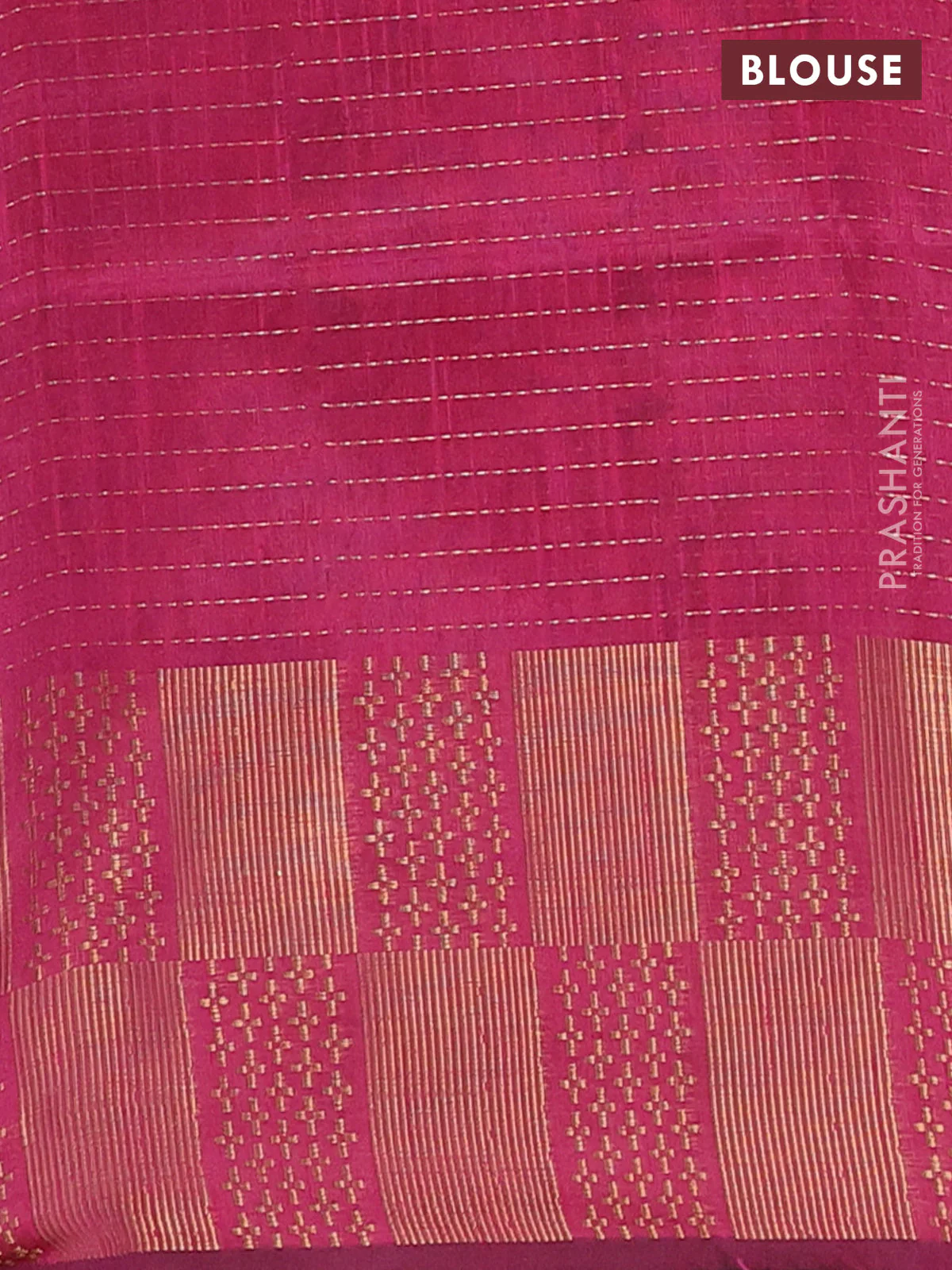 Semi dupion saree grey and pink with allover zari stripes pattern and zari woven border - Image 4