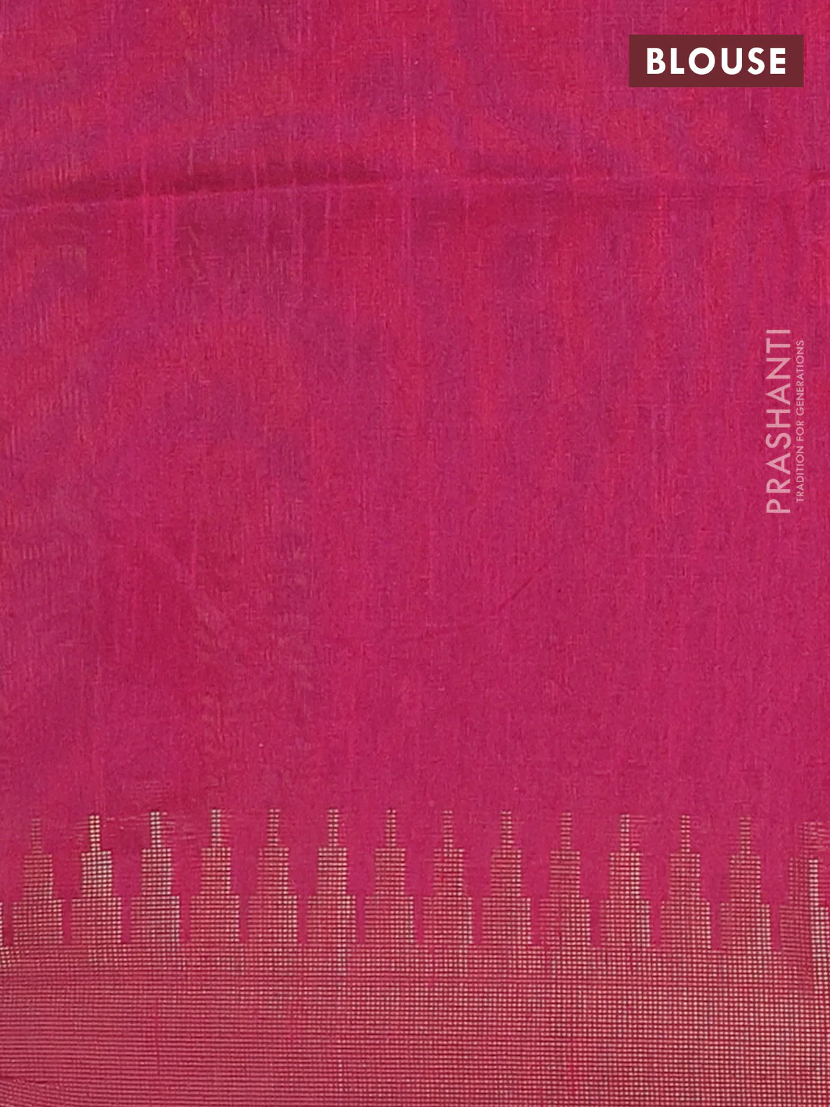 Semi dupion saree grey and pink with allover zari weaves and temple zari woven border - Image 4