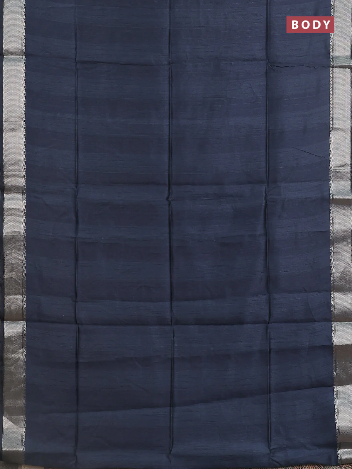 Semi dupion saree grey with plain body and madhubani printed pallu & blouse - Image 2