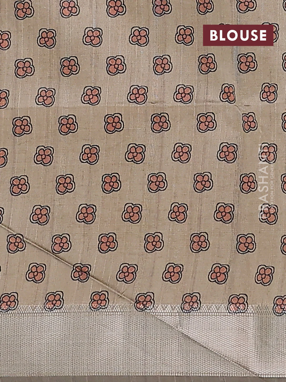 Semi dupion saree grey with plain body and madhubani printed pallu & blouse - Image 4