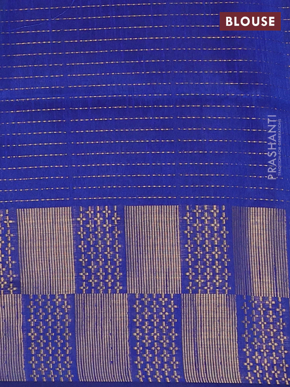Semi dupion saree light blue and blue with allover zari stripes pattern and zari woven border - Image 4