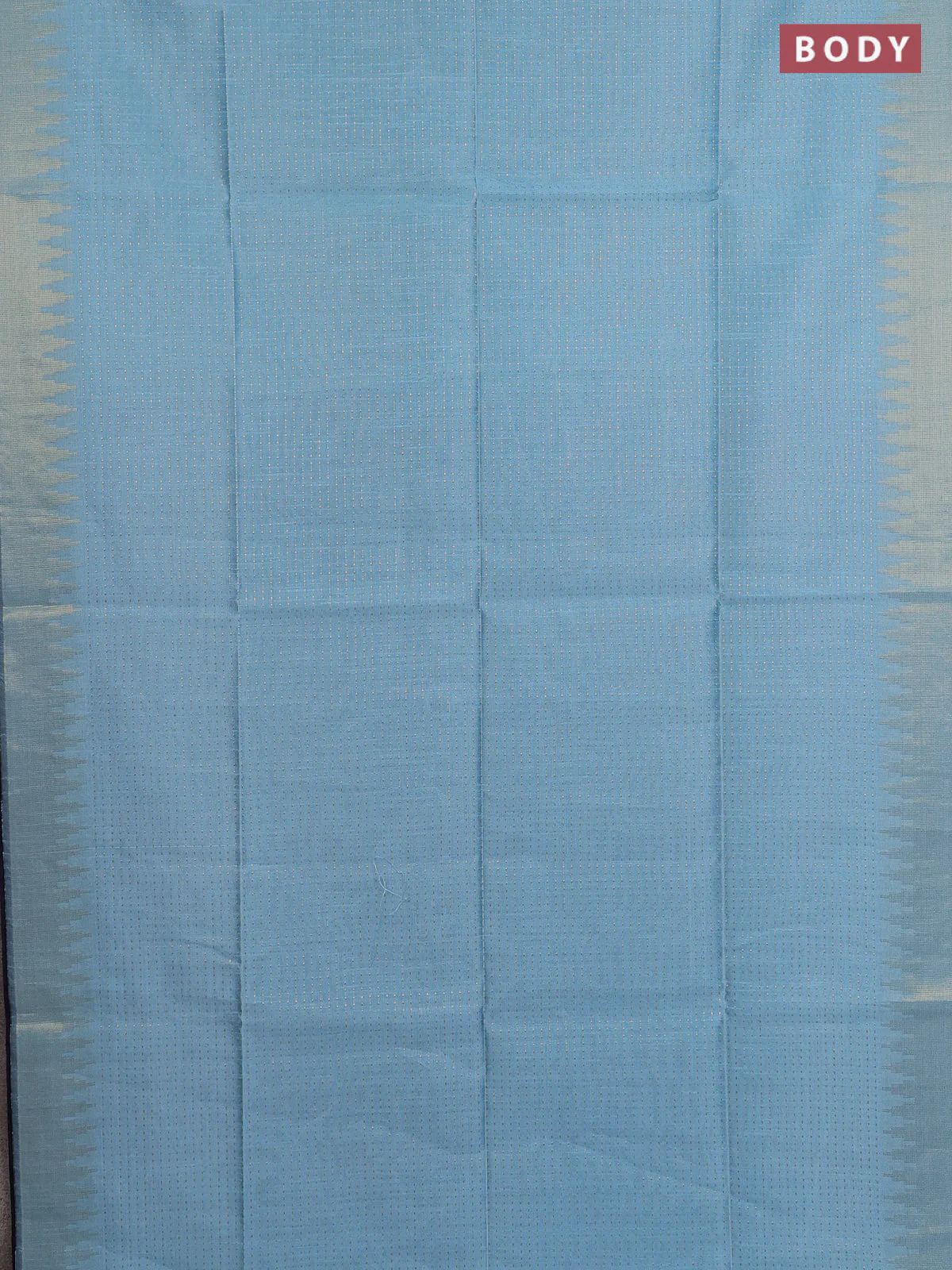 Semi dupion saree light blue and navy blue with allover zari weaves and temple zari woven border - Image 2