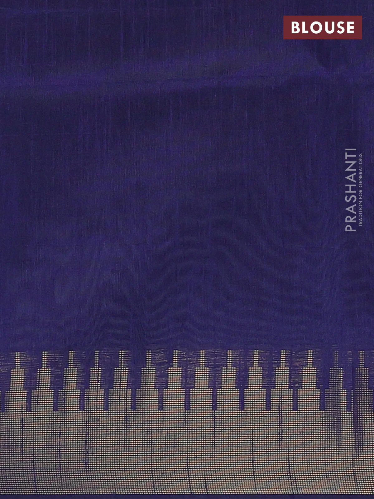 Semi dupion saree light blue and navy blue with allover zari weaves and temple zari woven border - Image 4
