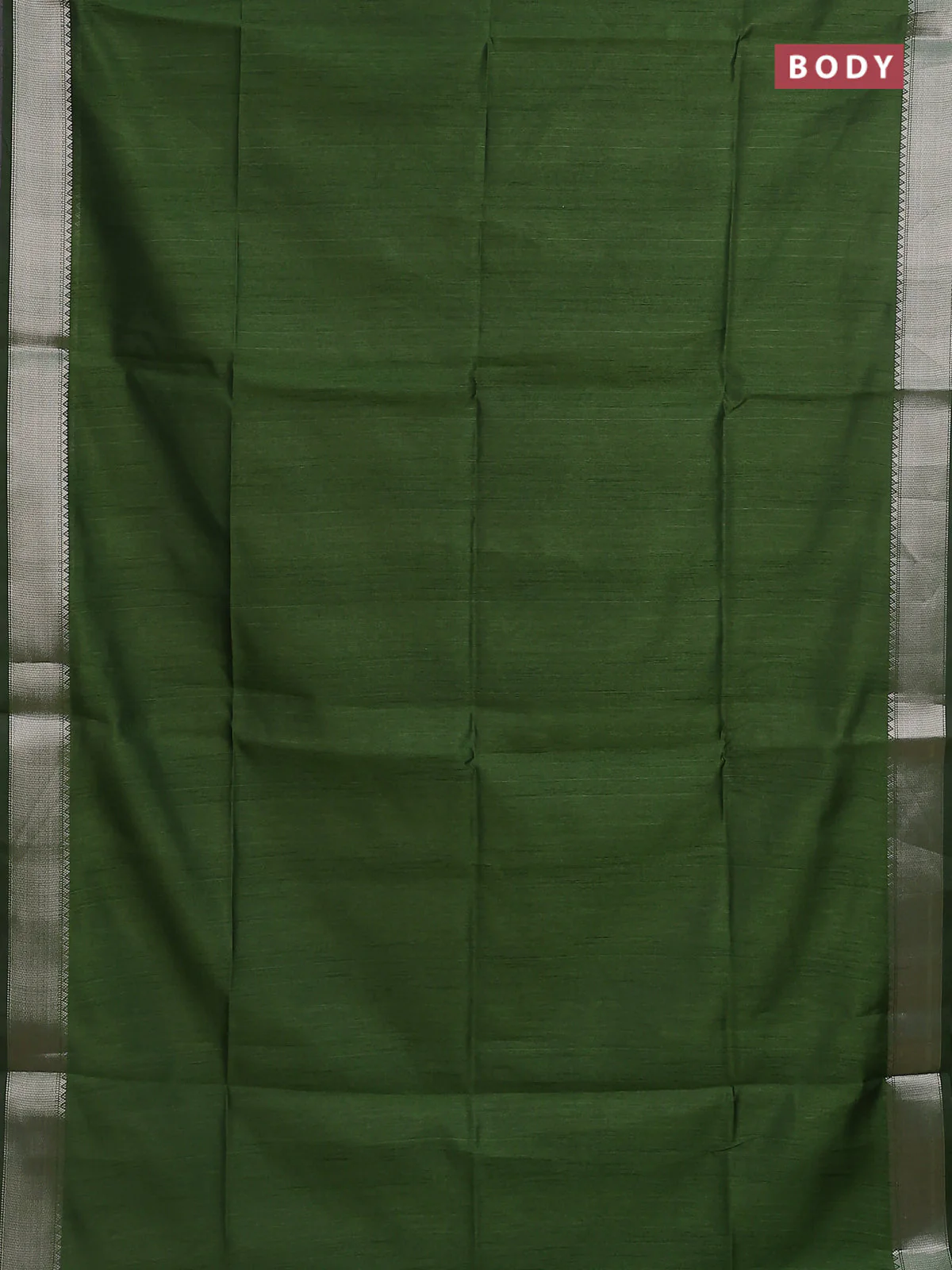 Semi dupion saree light green and beige with plain body and madhubani printed pallu & blouse - Image 2