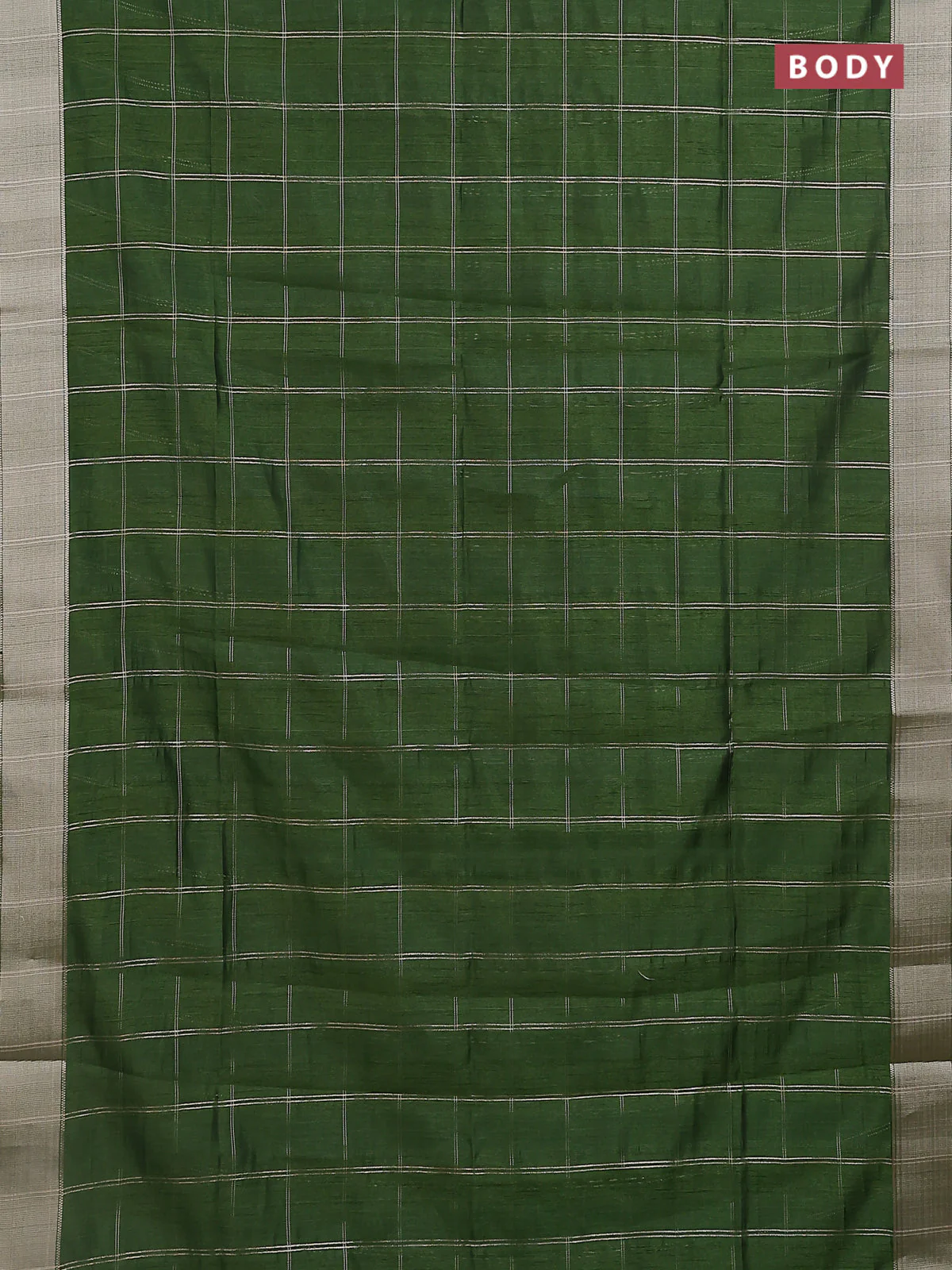 Semi dupion saree light green with allover zari checks pattern and madhubani printed pallu & blouse - Image 2