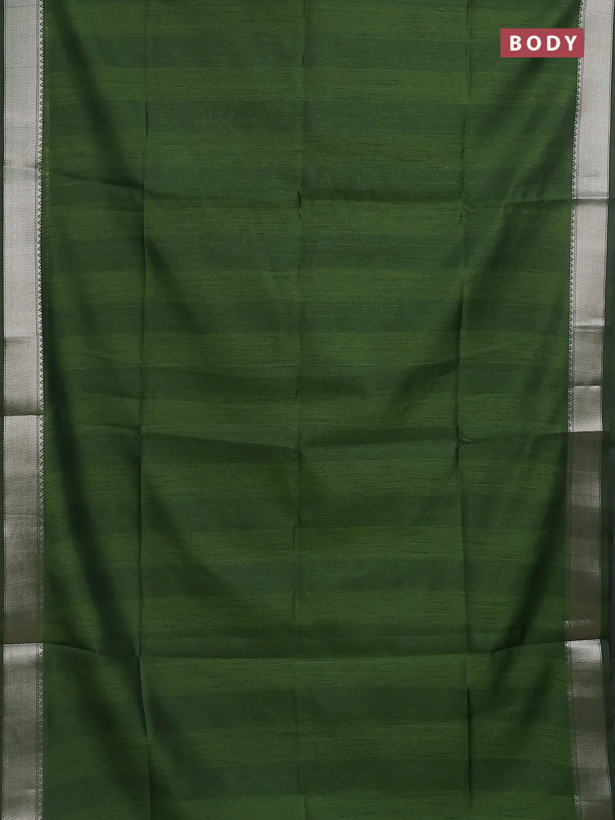 Semi dupion saree light green with plain body and madhubani printed pallu & blouse - Image 2
