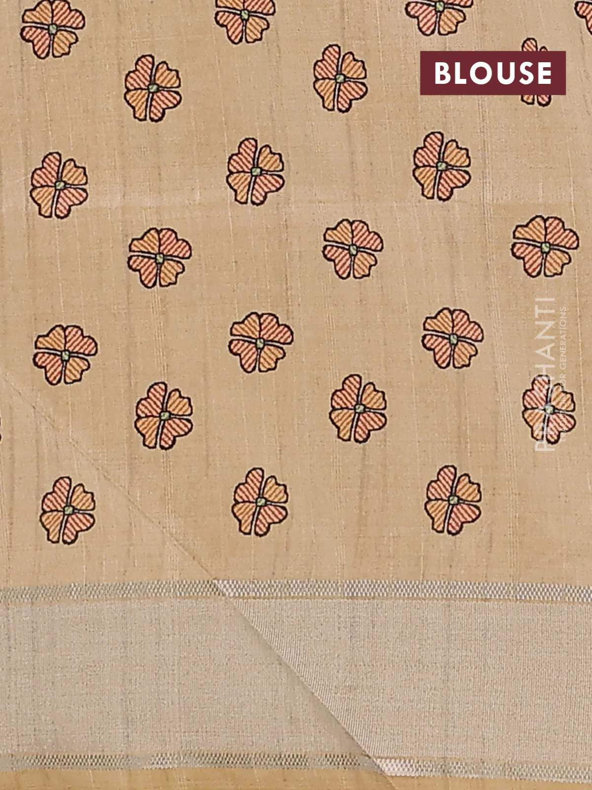 Semi dupion saree mustard yellow with zari woven buttas and madhubani printed pallu & blouse - Image 4