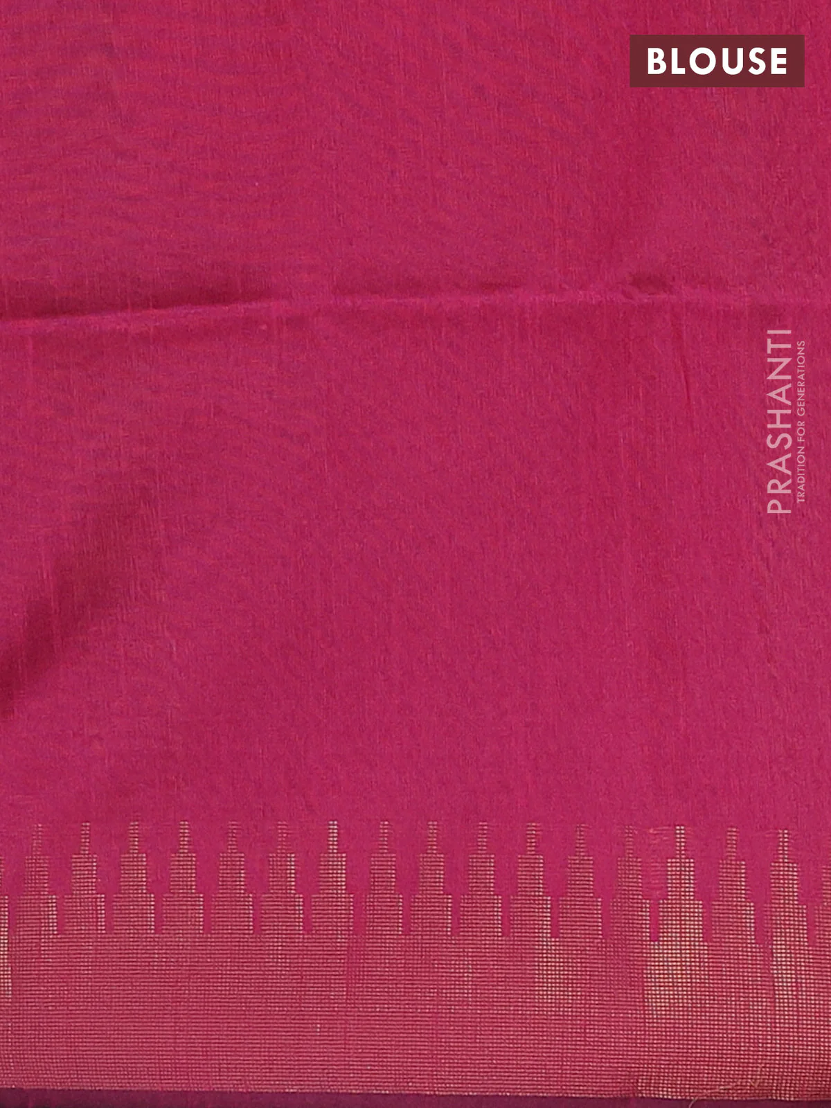 Semi dupion saree navy blue and pink with allover zari weaves and temple zari woven border - Image 4
