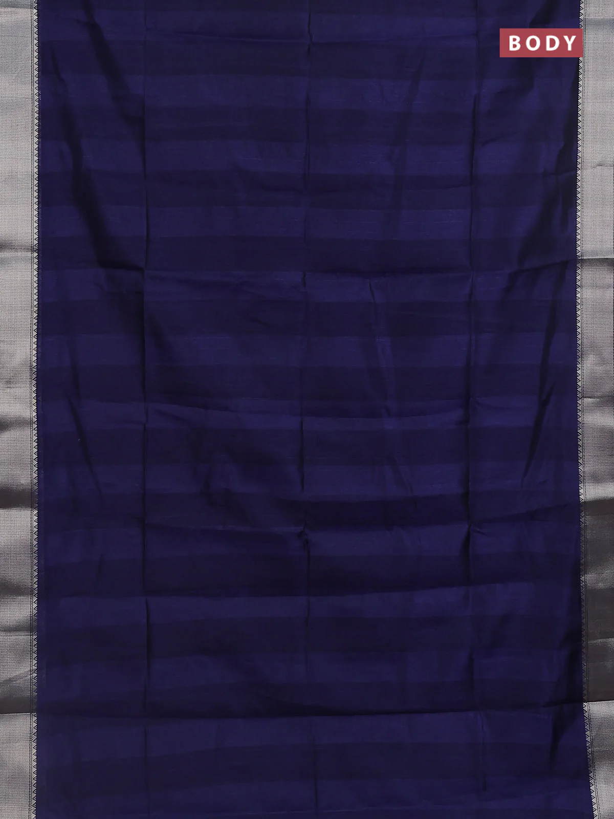 Semi dupion saree navy blue with plain body and madhubani printed pallu & blouse - Image 2