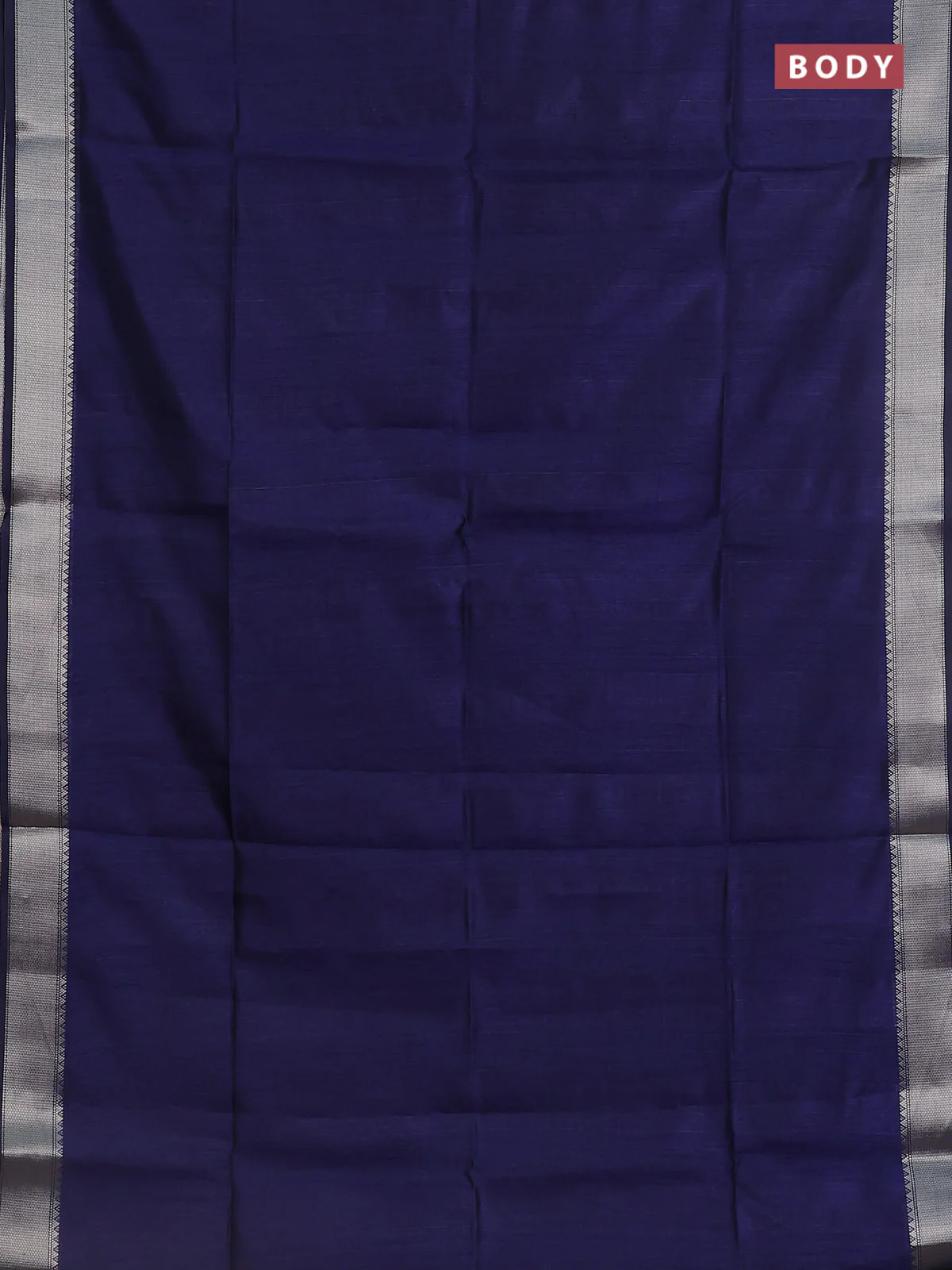 Semi dupion saree navy blue with plain body and madhubani printed pallu & blouse - Image 2