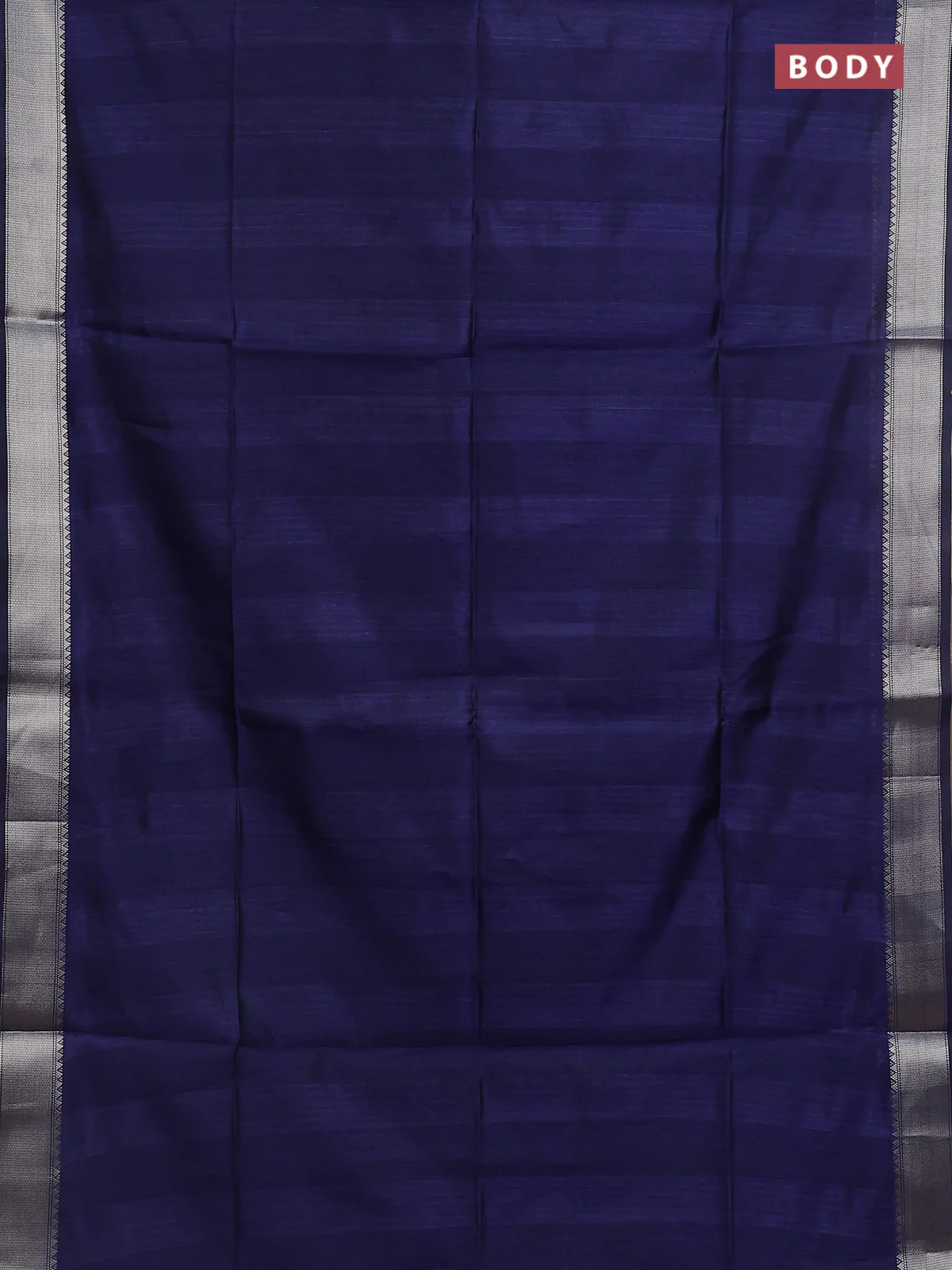 Semi dupion saree navy blue with plain body and madhubani printed pallu & blouse - Image 2