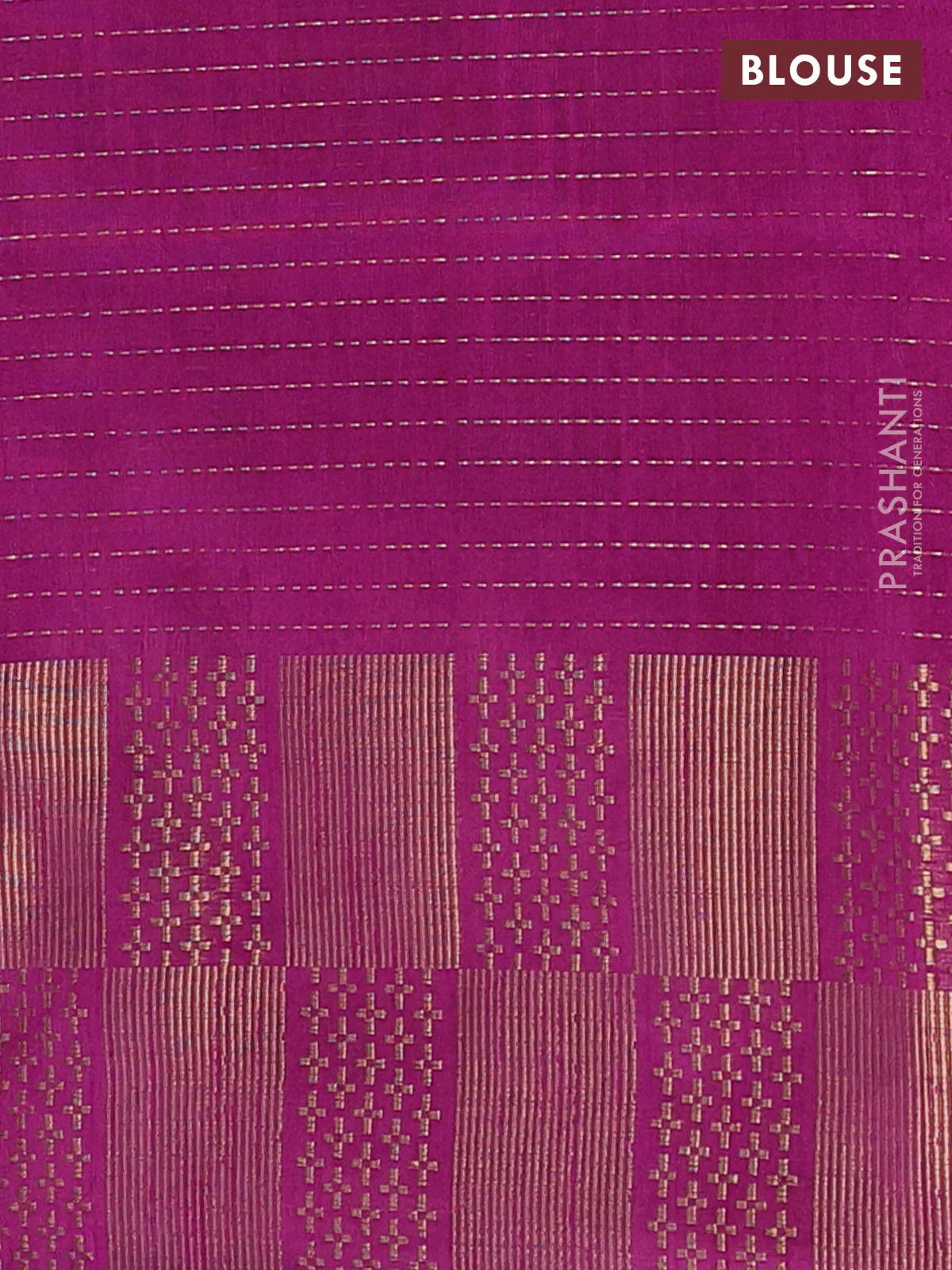 Semi dupion saree orange and purple with allover zari stripes pattern and zari woven border - Image 4