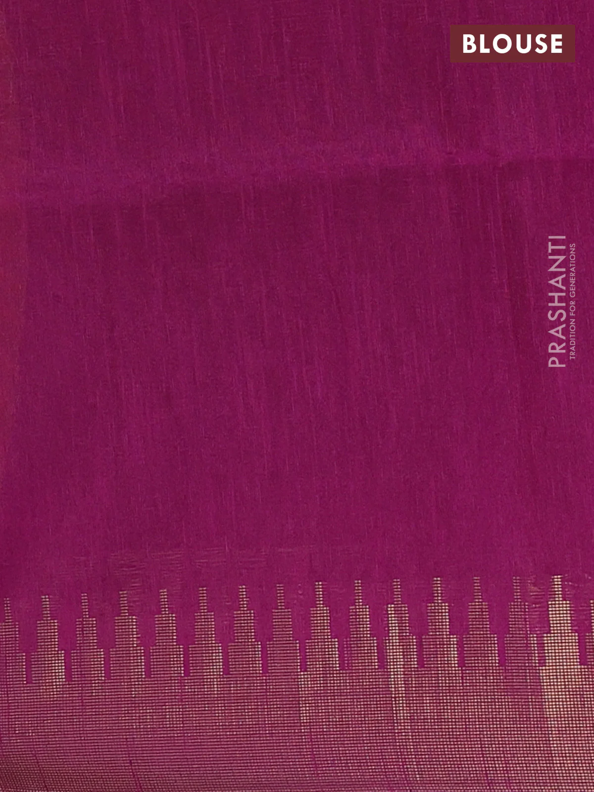 Semi dupion saree orange and purple with allover zari weaves and temple zari woven border - Image 4