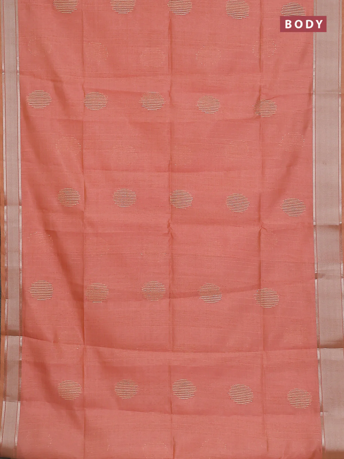 Semi dupion saree pale orange with zari woven buttas and madhubani printed pallu & blouse - Image 2