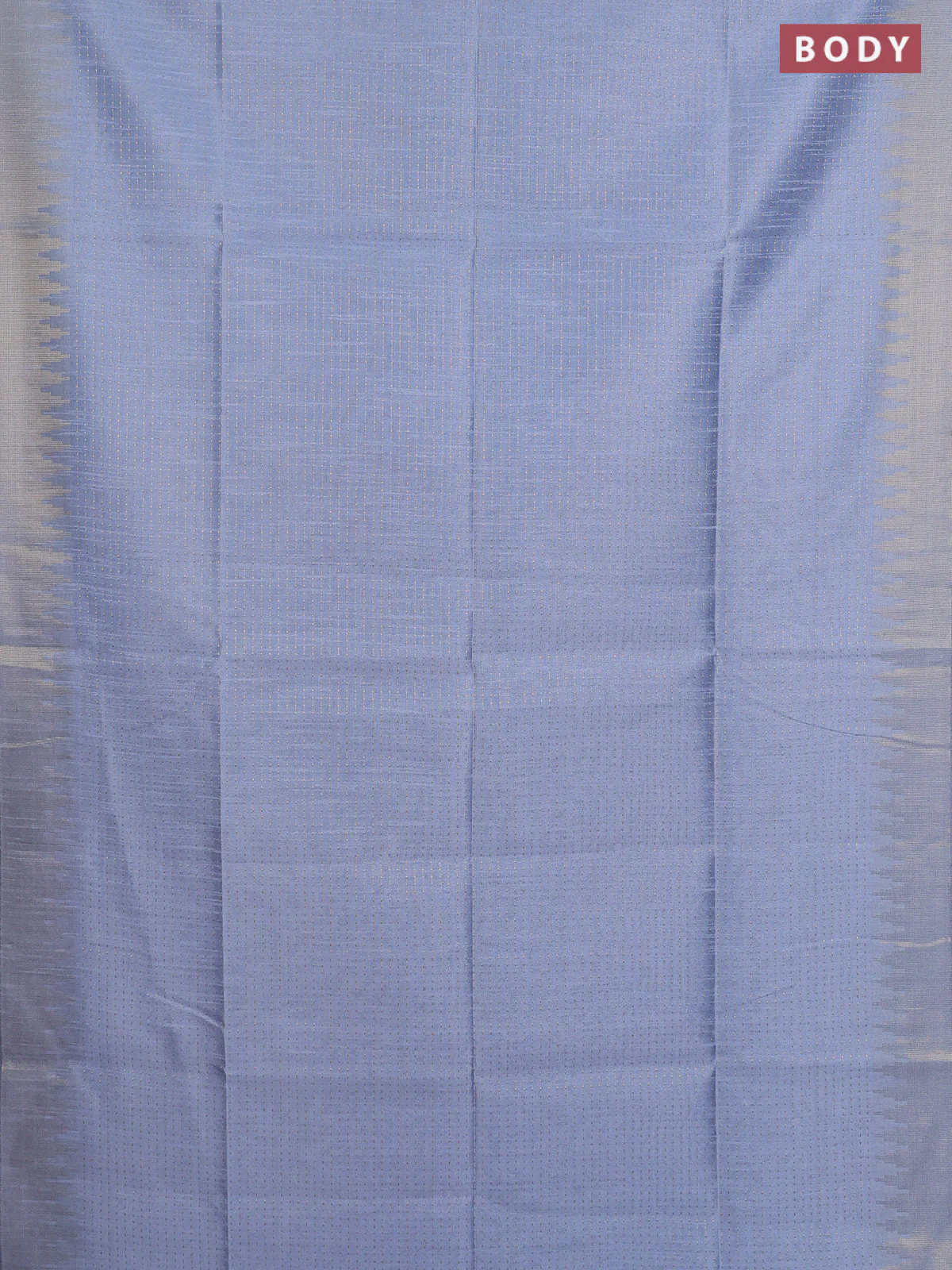 Semi dupion saree pastel blue and navy blue with allover zari weaves and temple zari woven border - Image 2