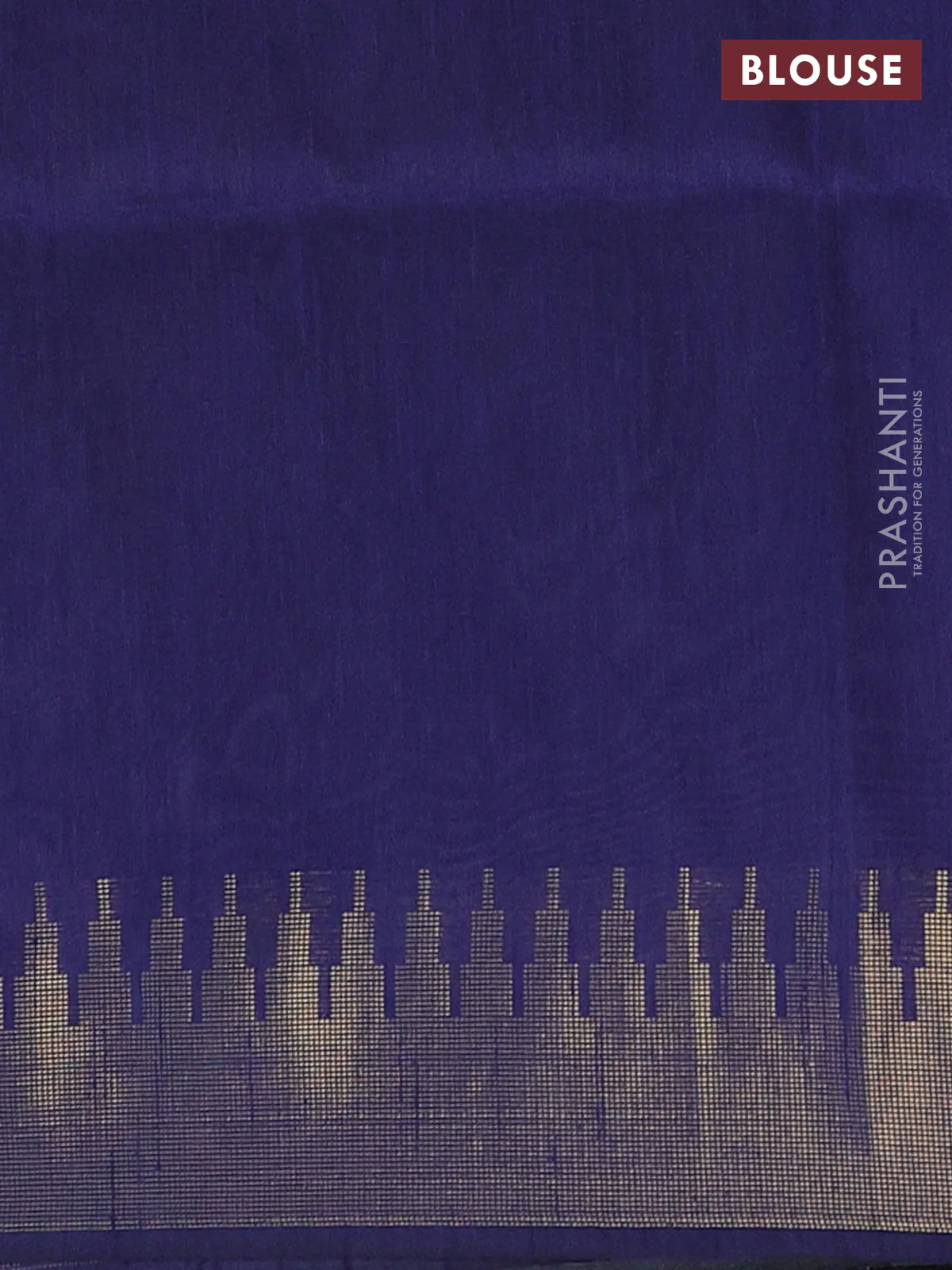 Semi dupion saree pastel blue and navy blue with allover zari weaves and temple zari woven border - Image 4