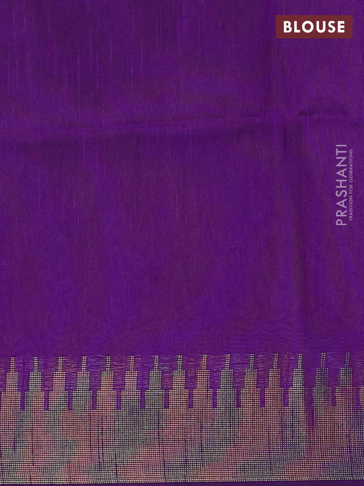 Semi dupion saree pastel grey and purple with allover zari weaves and temple zari woven border - Image 4