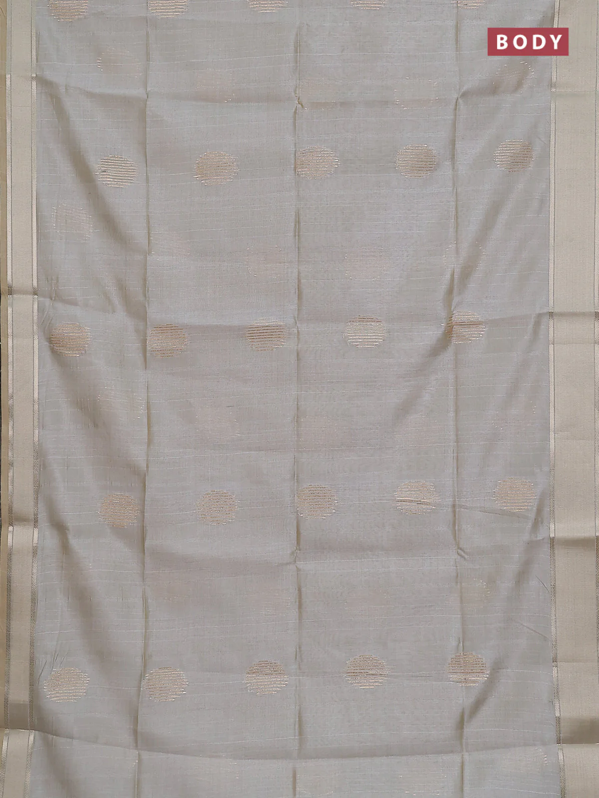 Semi dupion saree pastel grey with zari woven buttas and madhubani printed pallu & blouse - Image 2