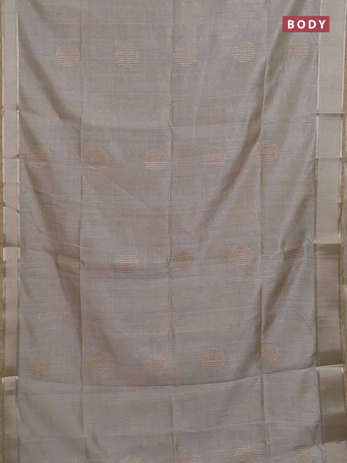 Semi dupion saree pastel grey with zari woven buttas and madhubani printed pallu & blouse - Image 2