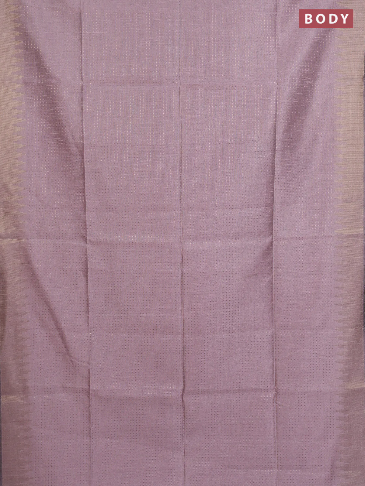 Semi dupion saree pastel pink and purple with allover zari weaves and temple zari woven border - Image 2